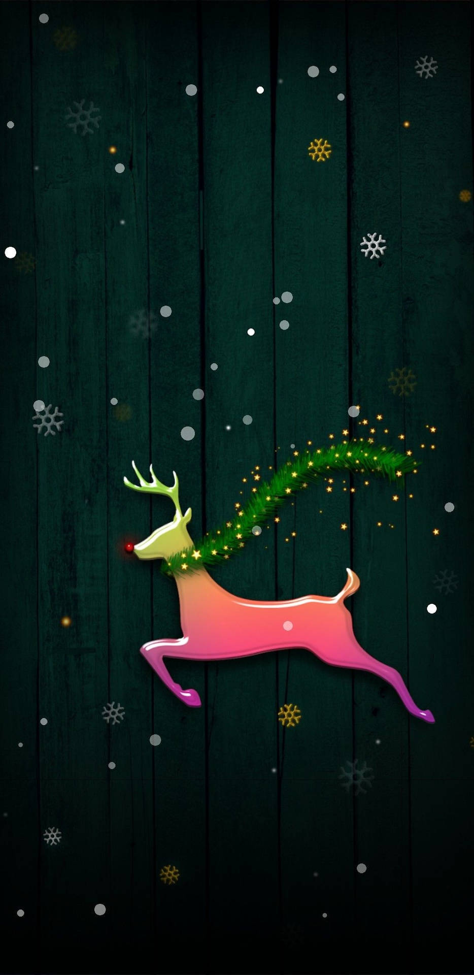 Joyful Reindeer Celebrates Christmas Background