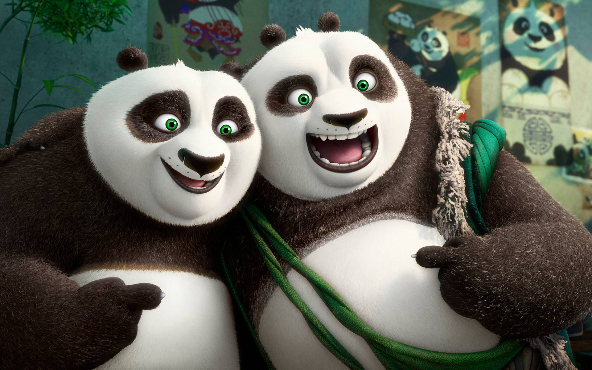 Joyful Reunion Of Kung Fu Panda Po And His Father Background
