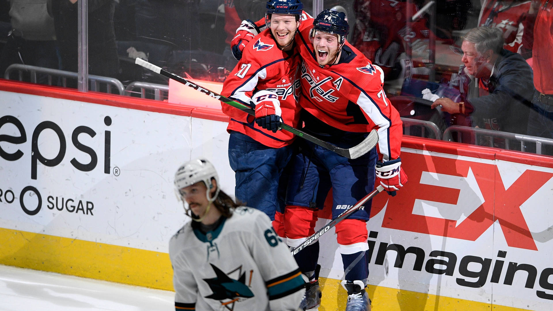 Joyful Washington Capitals John Carlson With Teammate