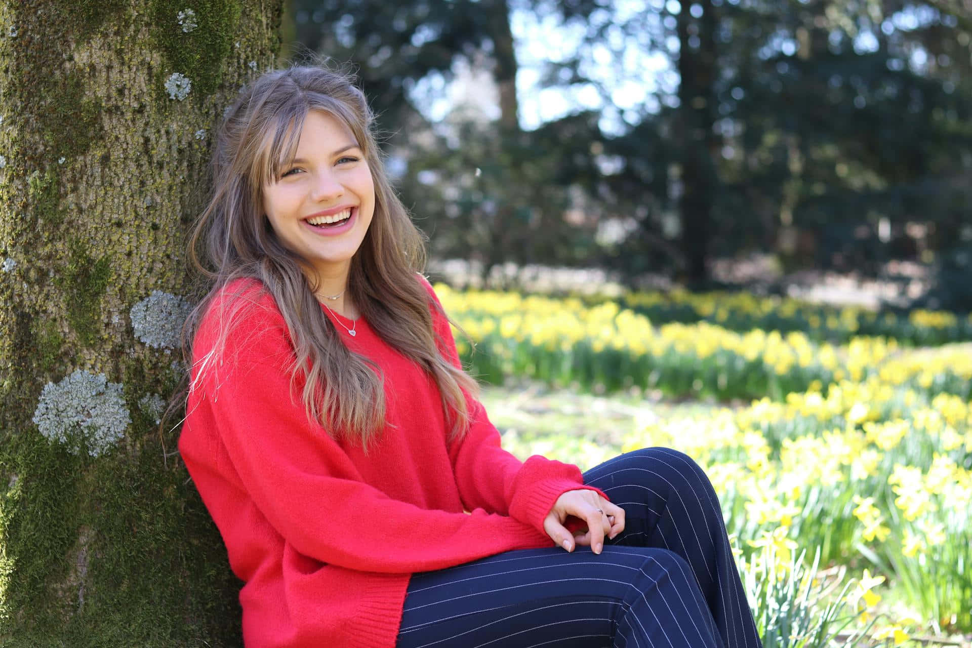 Joyful Woman In Springtime Background