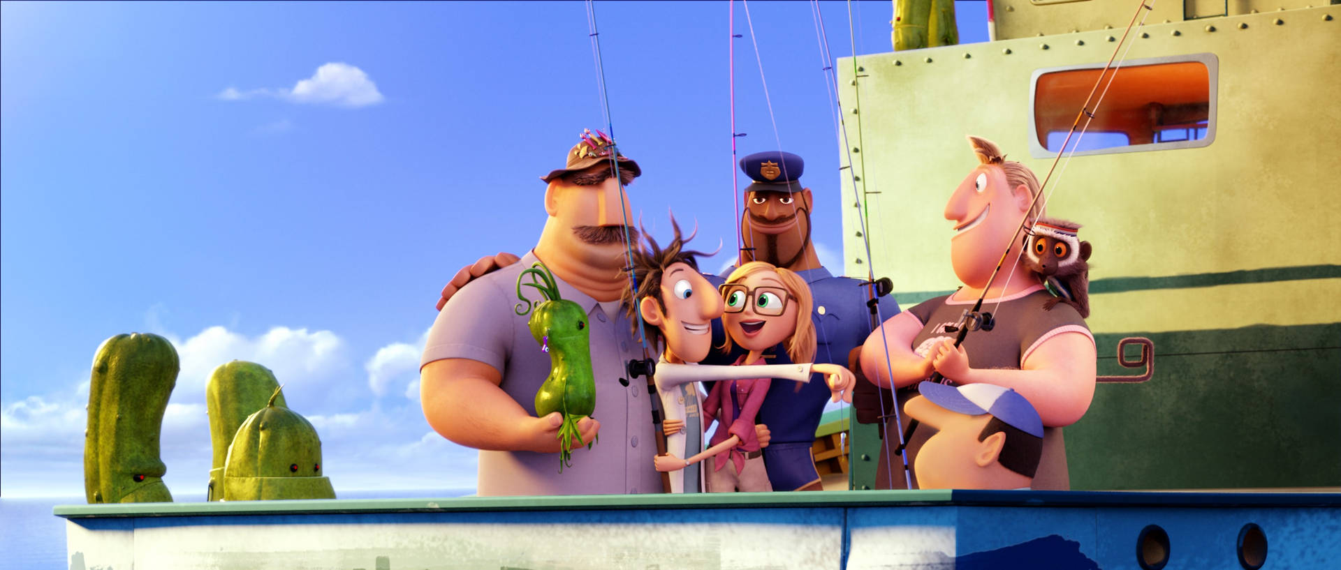 Joyous Group Hug- Cloudy With A Chance Of Meatballs 2 Background