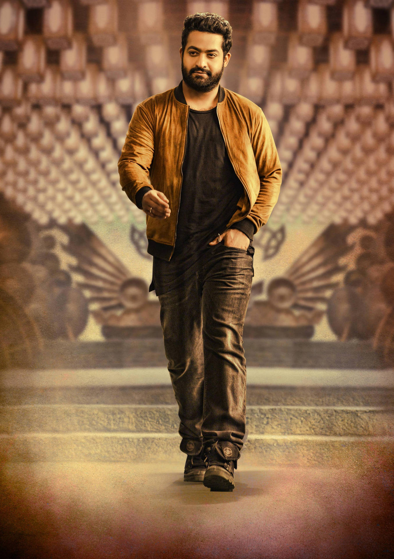 Jr Ntr In Brown Outfit Background
