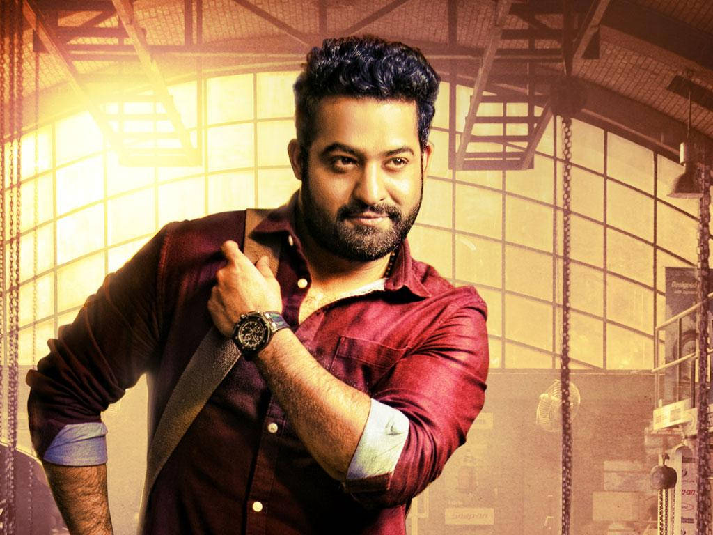 Jr Ntr In Red Shirt Background
