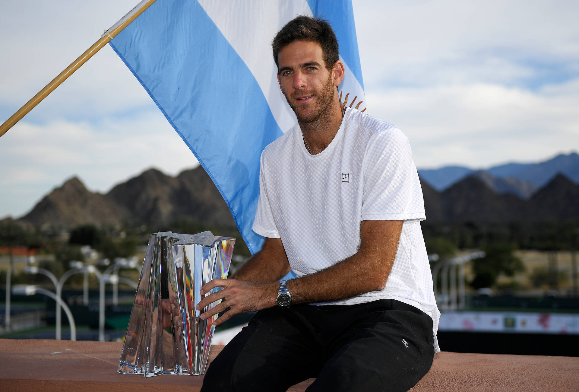 Juan Soto In Front Of Argentina Flag Background