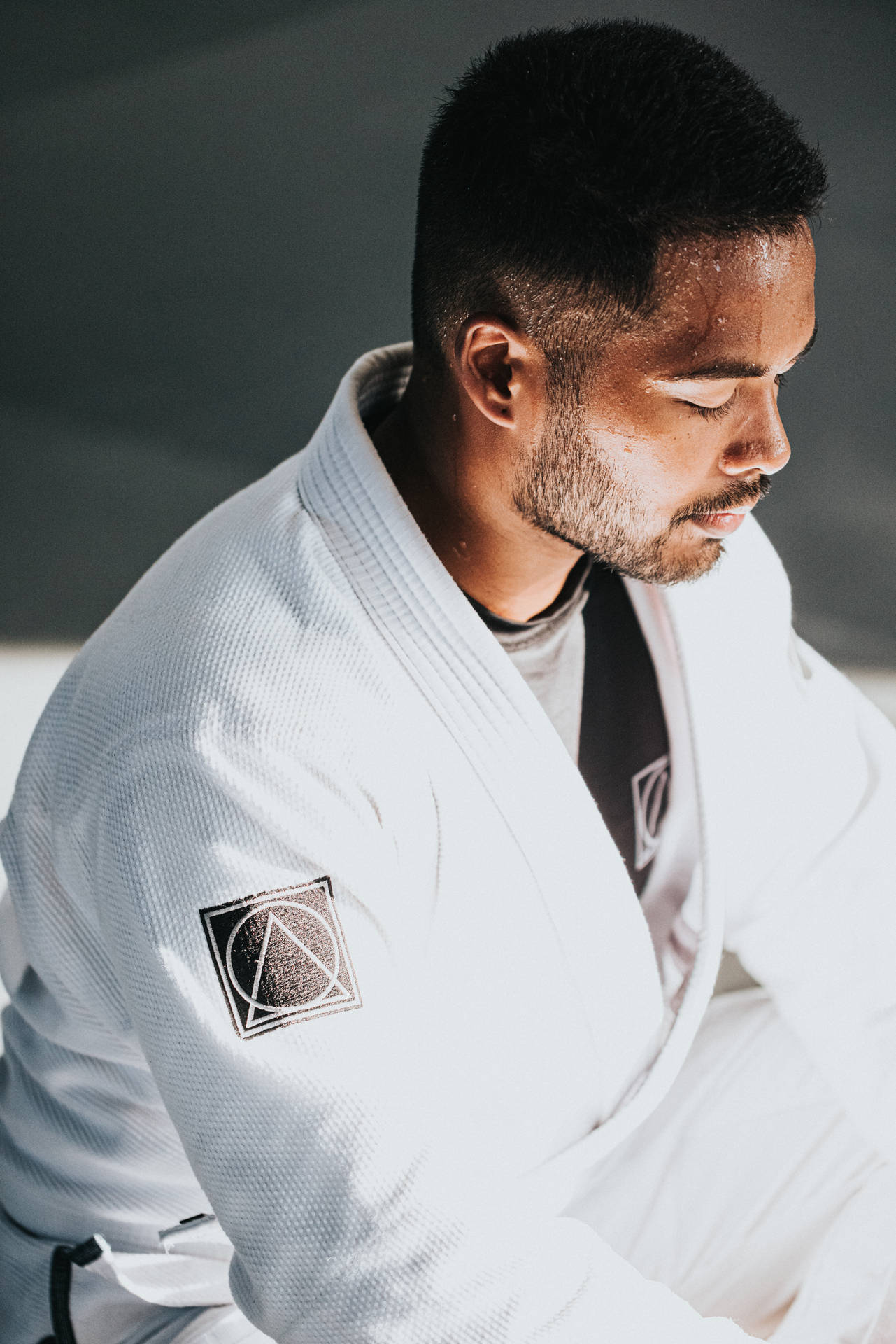 Judo Man In Meditation Background