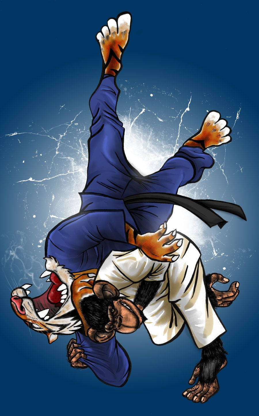 Judo Tiger Monkey Art Background