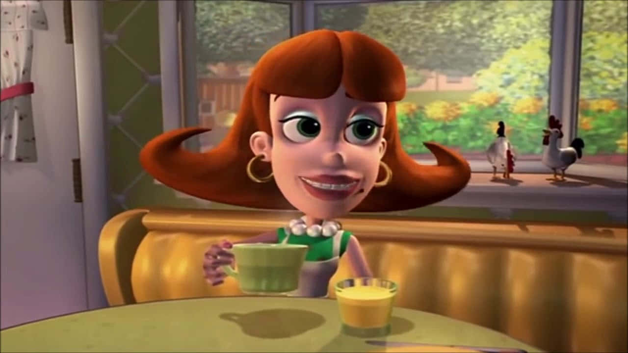 Judy Drinking Coffee Jimmy Neutron Boy Genius Background