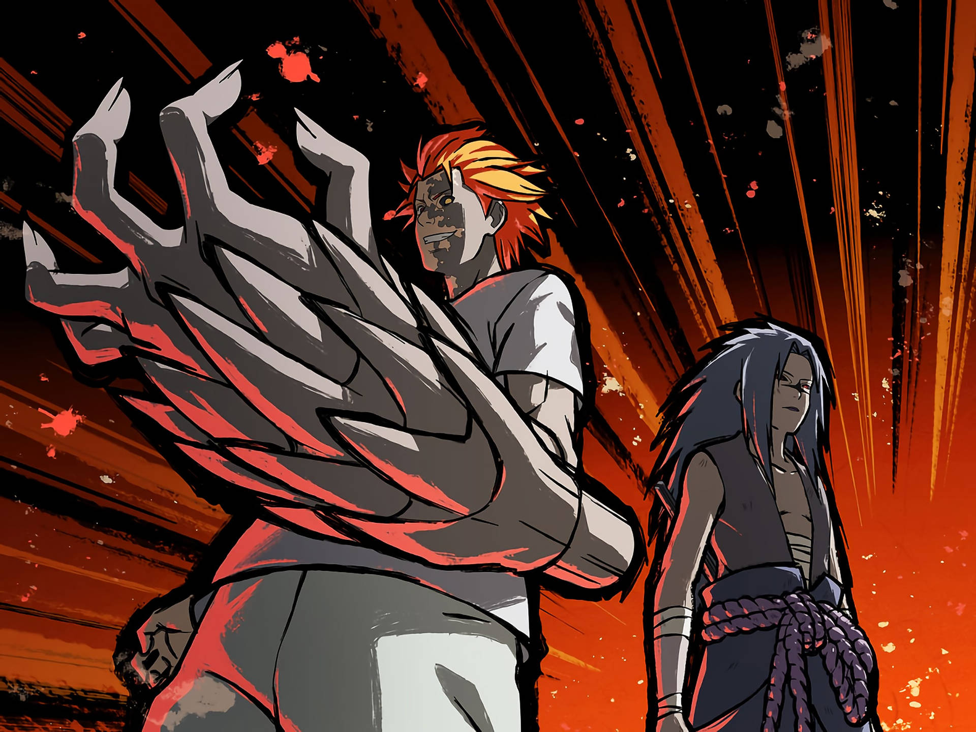 Jugo And Sasuke Vector Art Background