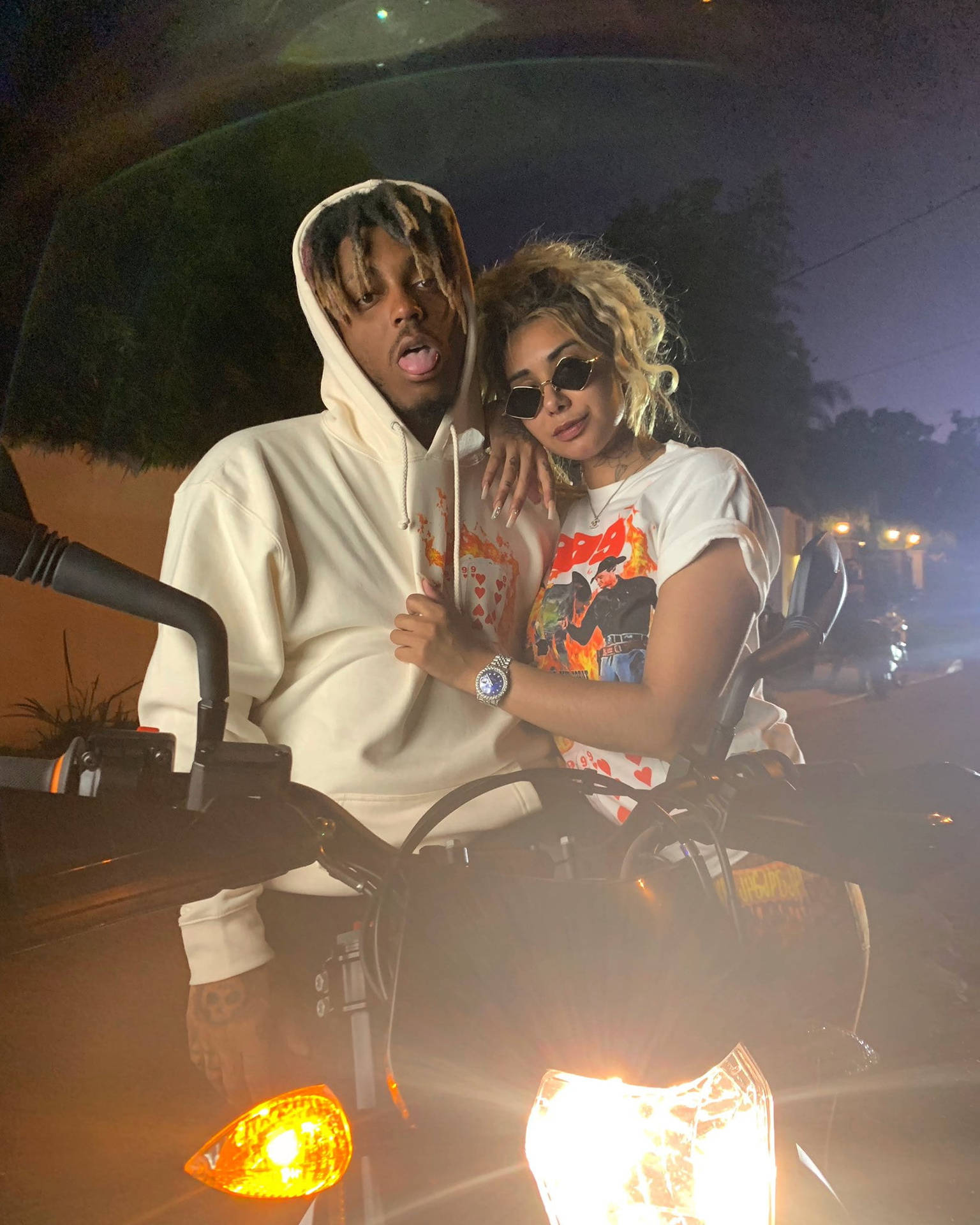Juice Wrld And Ally Tongue Out Background