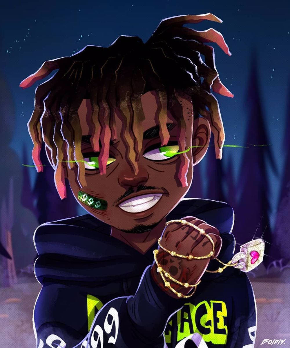 Juice Wrld Anime In Forest Background