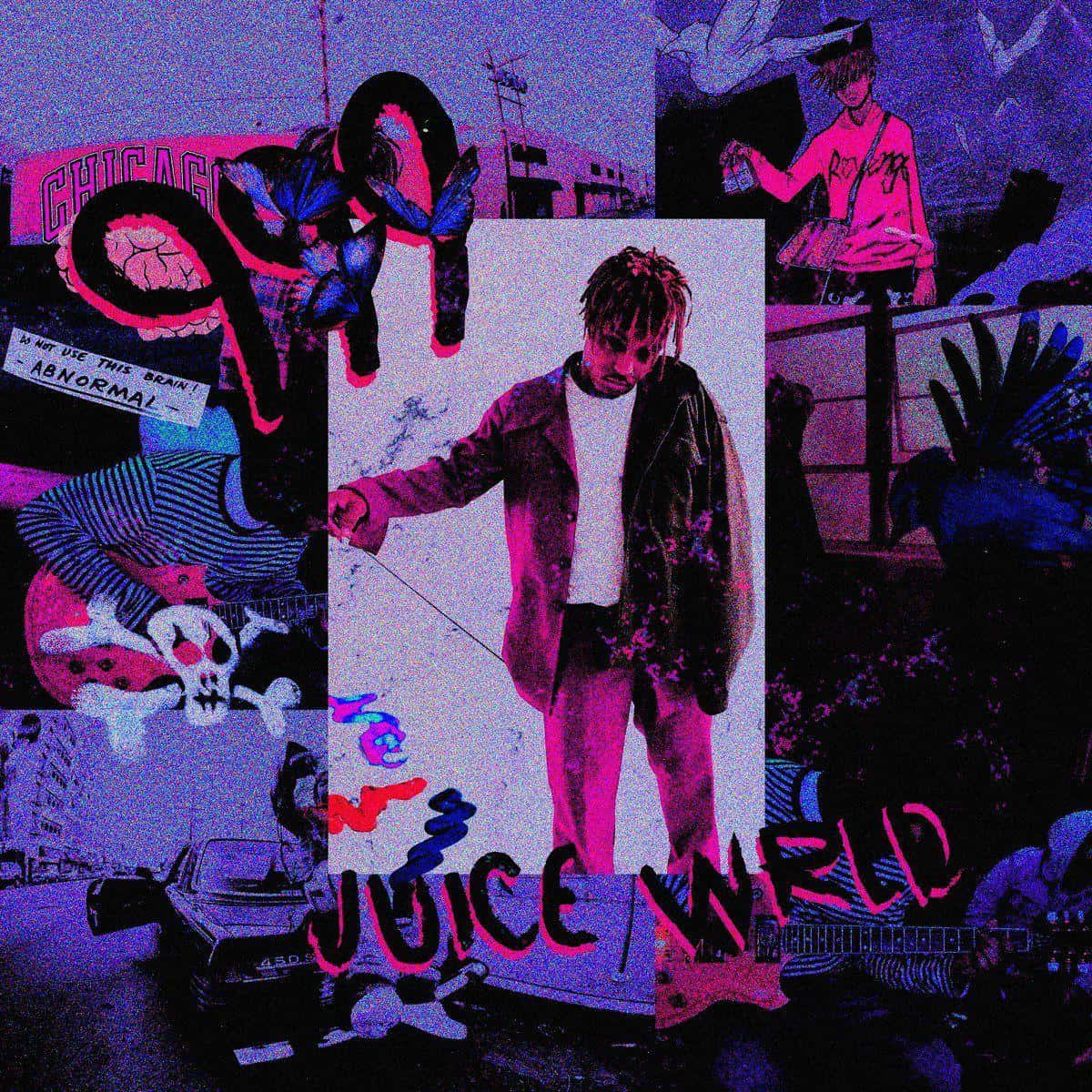 Juice Wrld Art Purple Aesthetic Collage Background