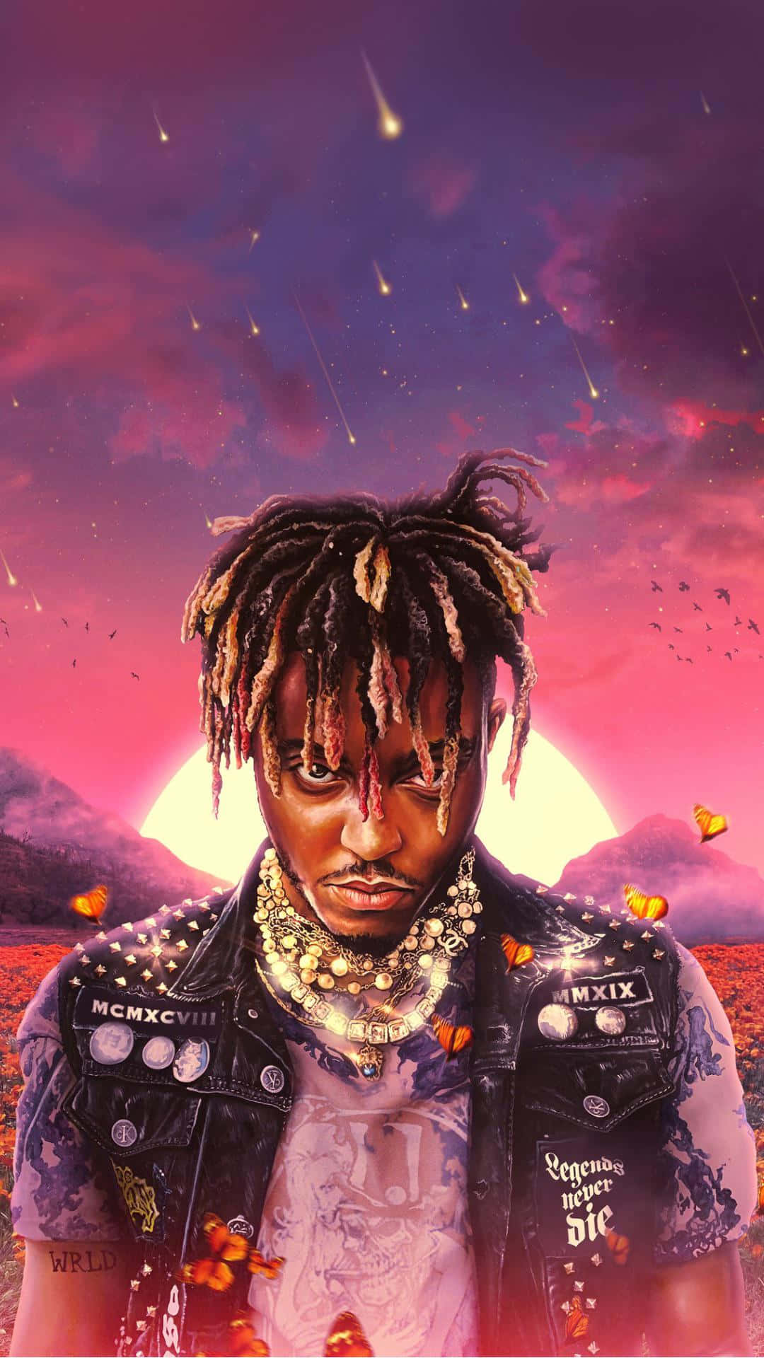 Juice Wrld Art Shooting Stars Background