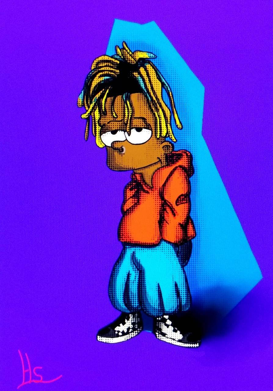 Juice Wrld Cartoon As Simpson Background