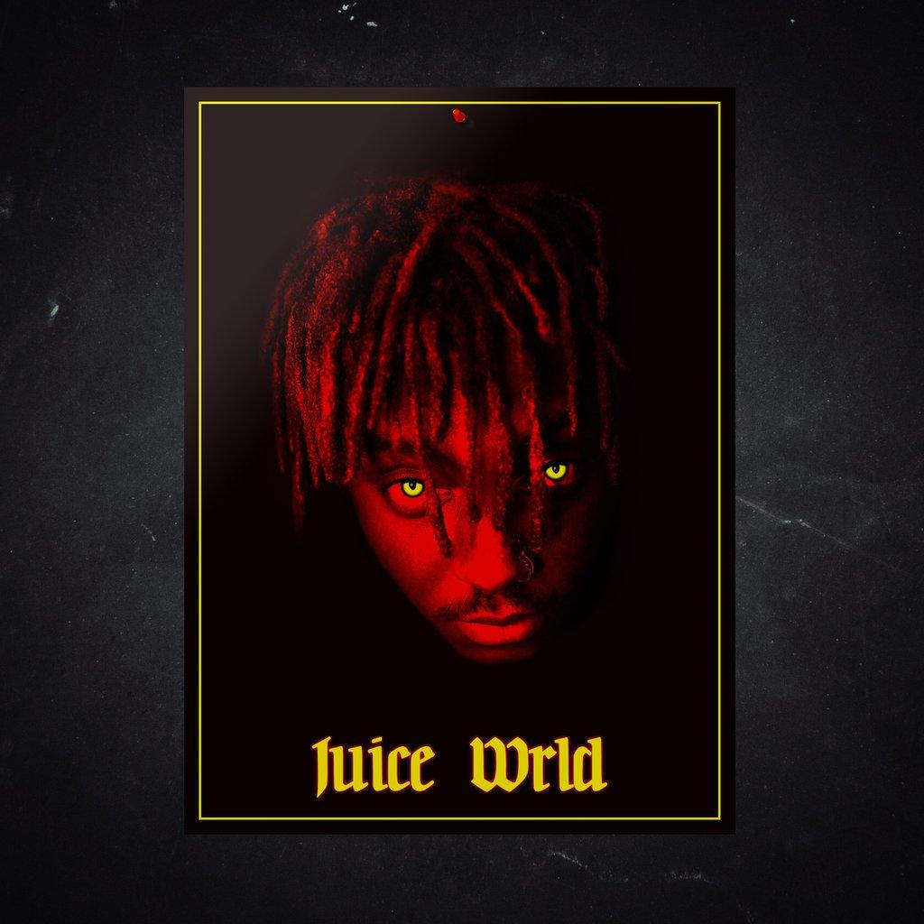 Juice Wrld Cartoon With Glowing Eyes Background