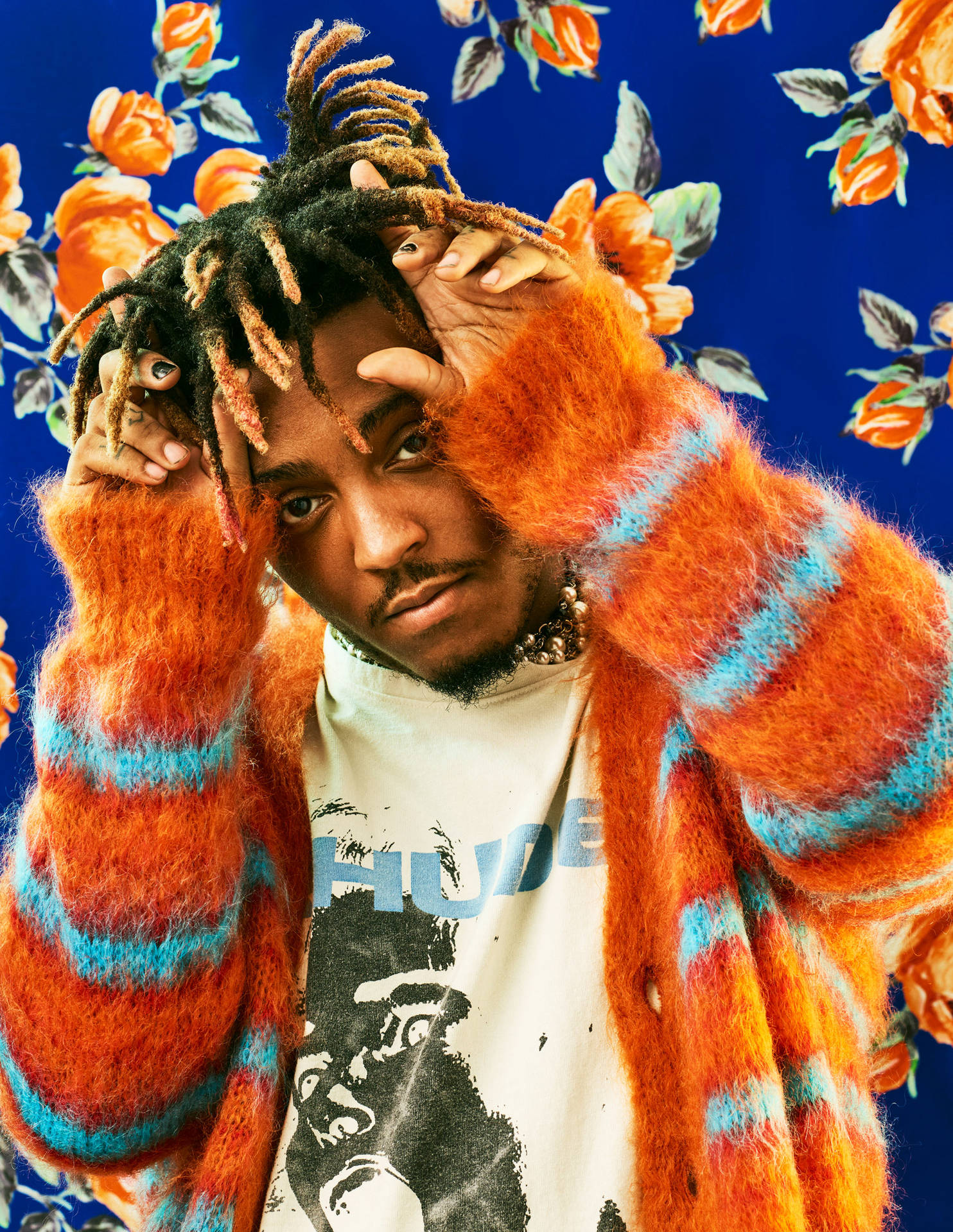 Juice Wrld Colorful Portrait Background