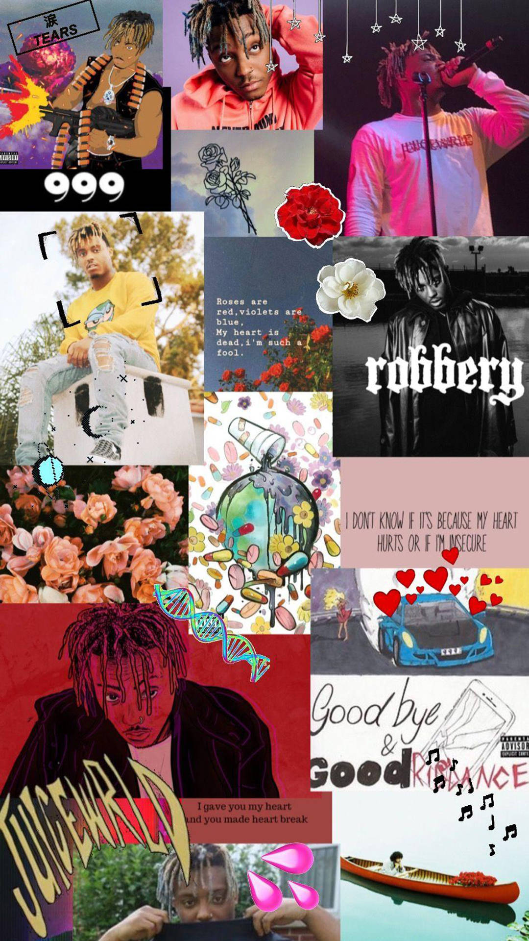 Juice Wrld Cool Collage Phone Background