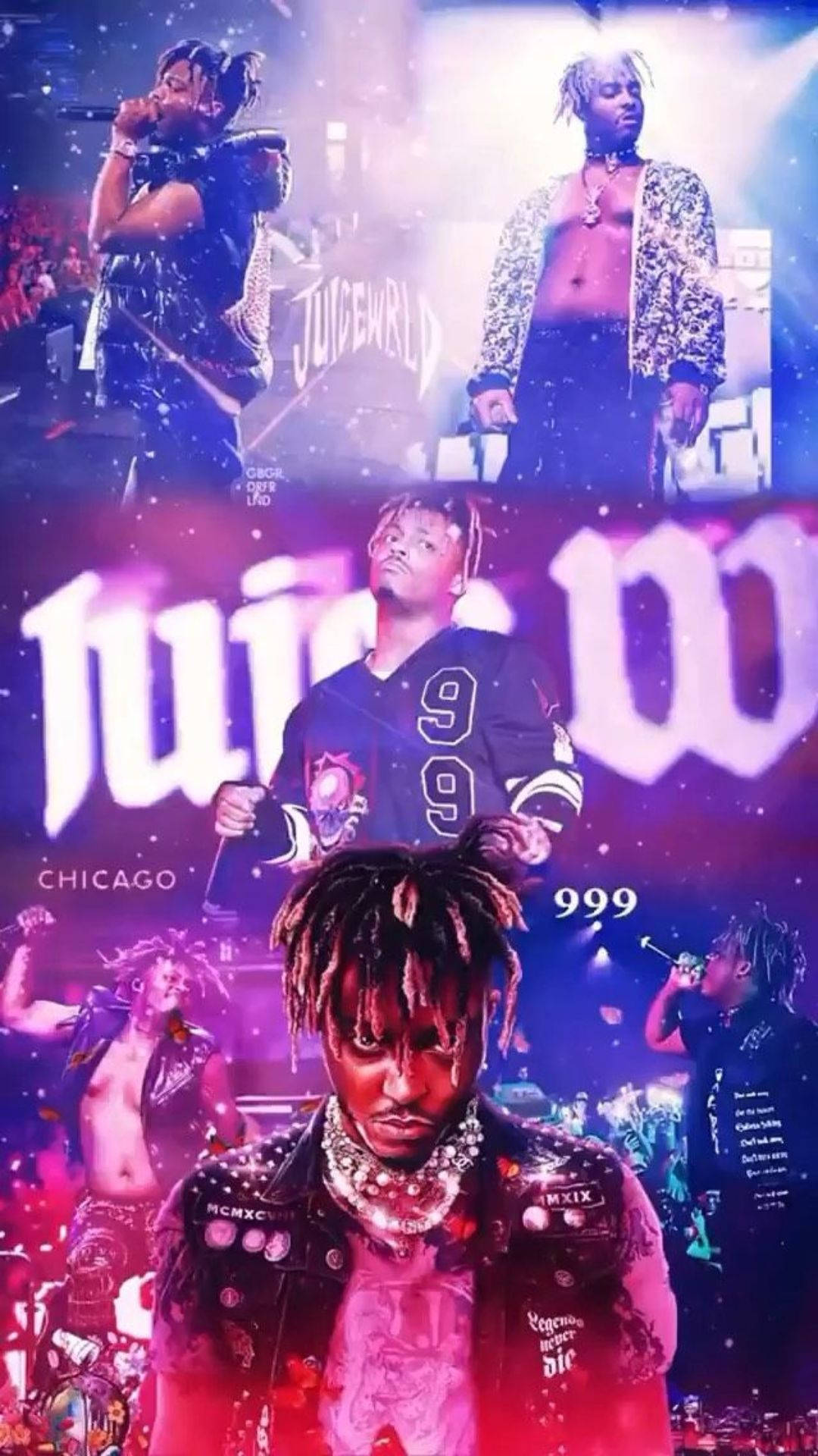 Juice Wrld Cool Collage Phone Background