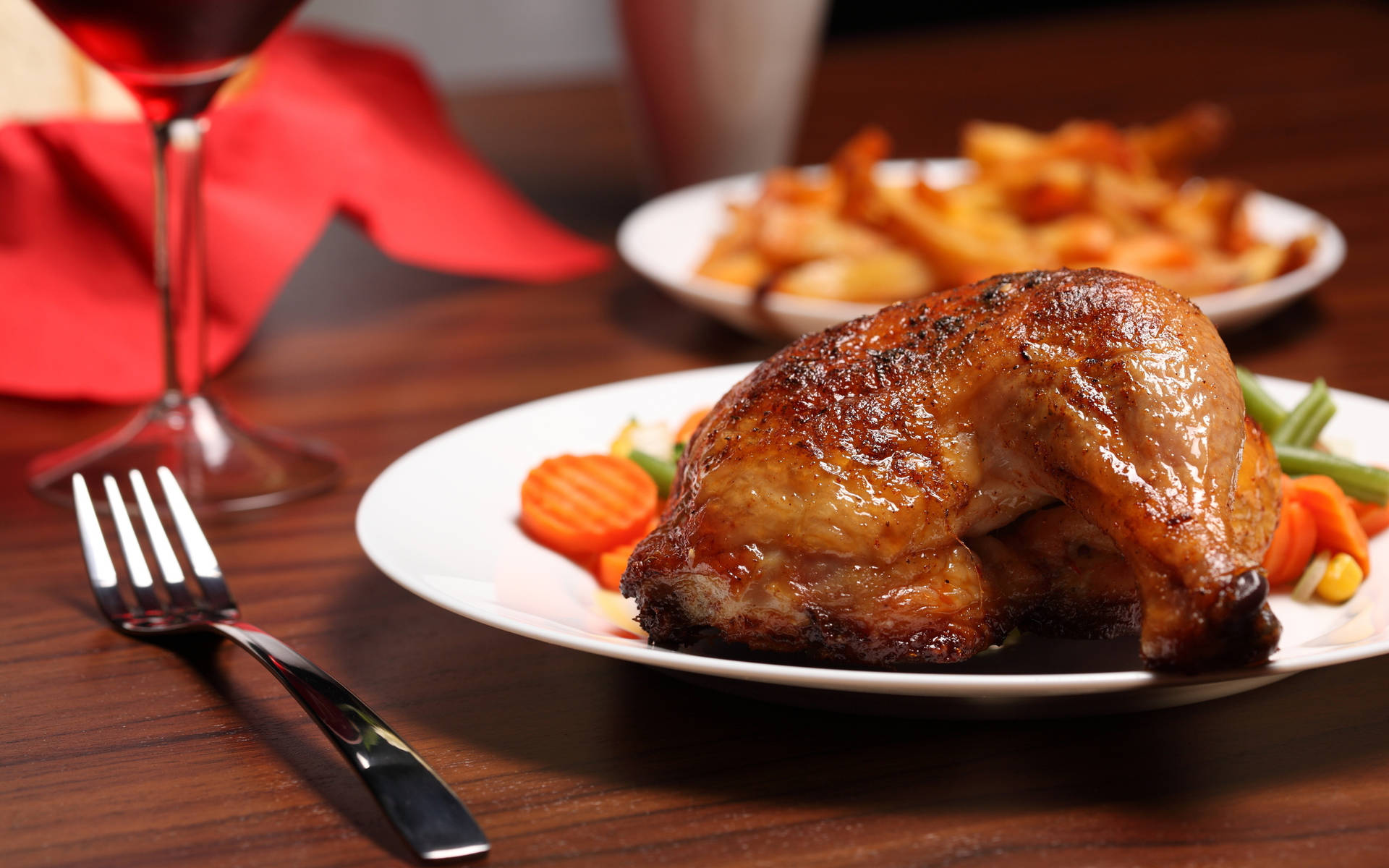 Juicy Roasted Chicken For Lunch Background