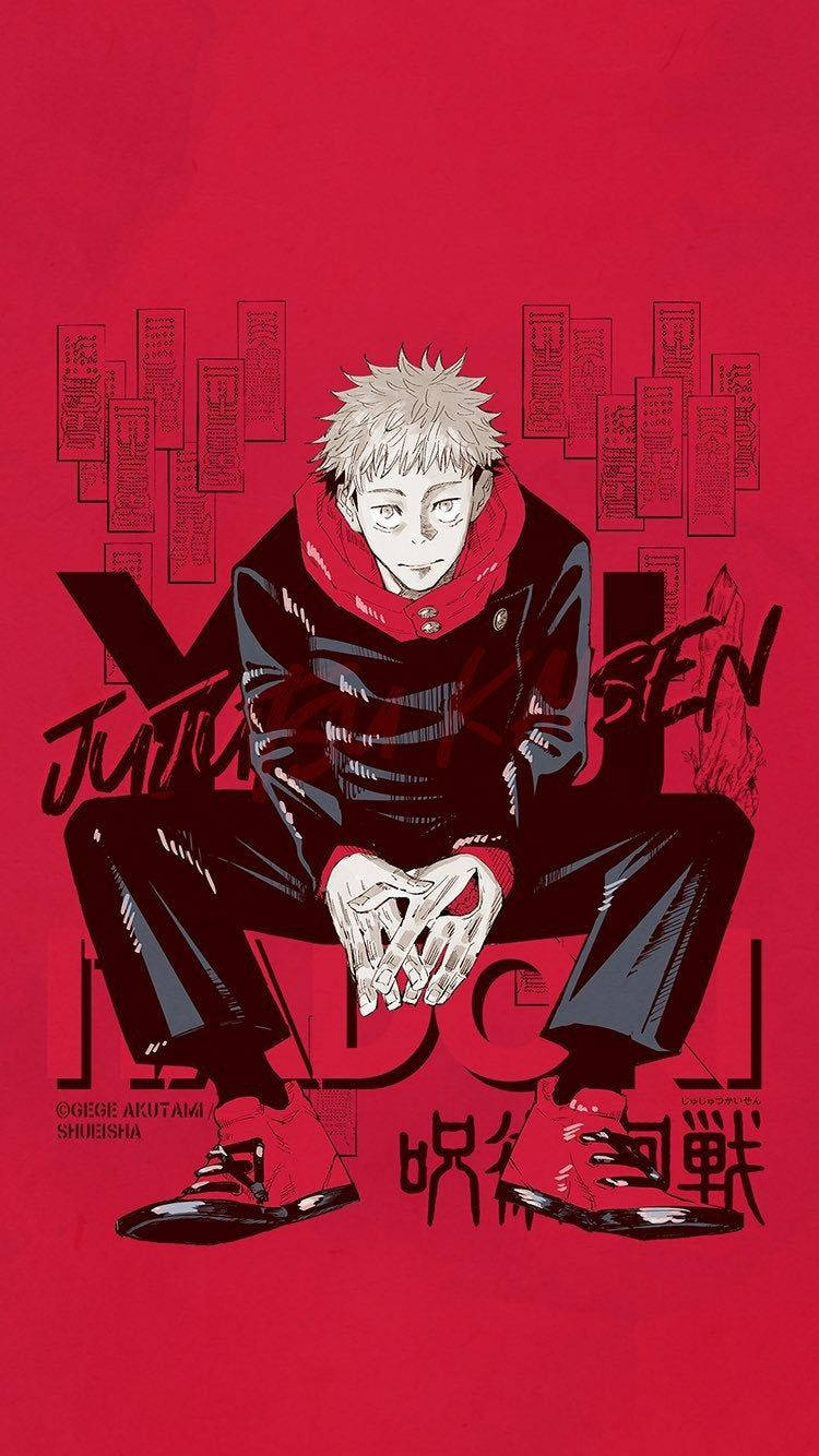 Jujutsu Kaisen 4k Monocrome Red Poster Background