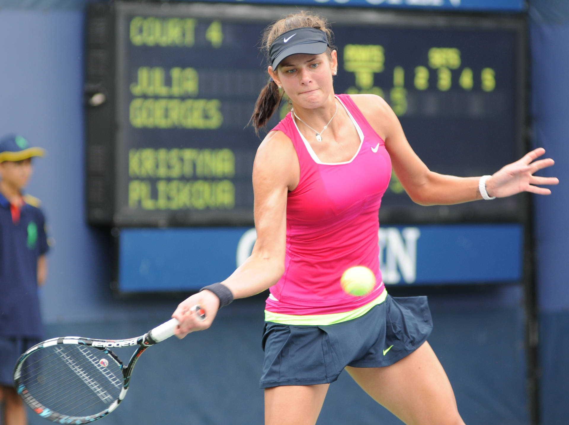 Julia Goerges To Hit Ball Background