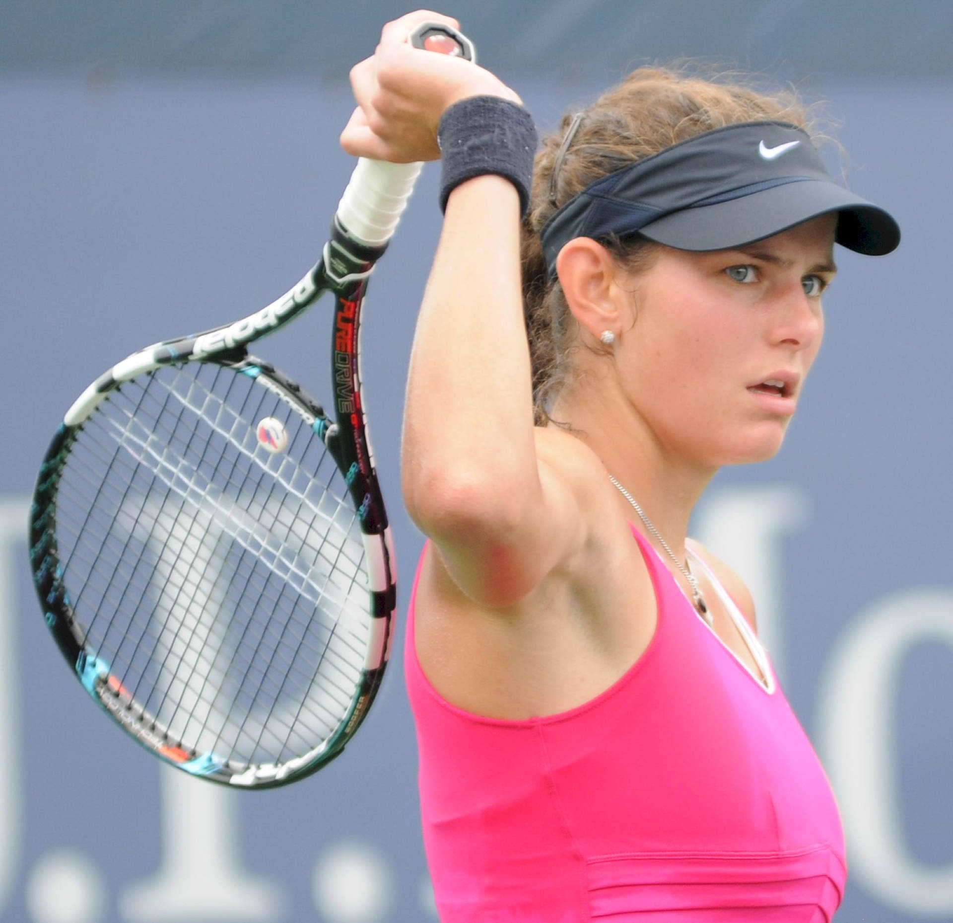 Julia Goerges Wielding Racket Background