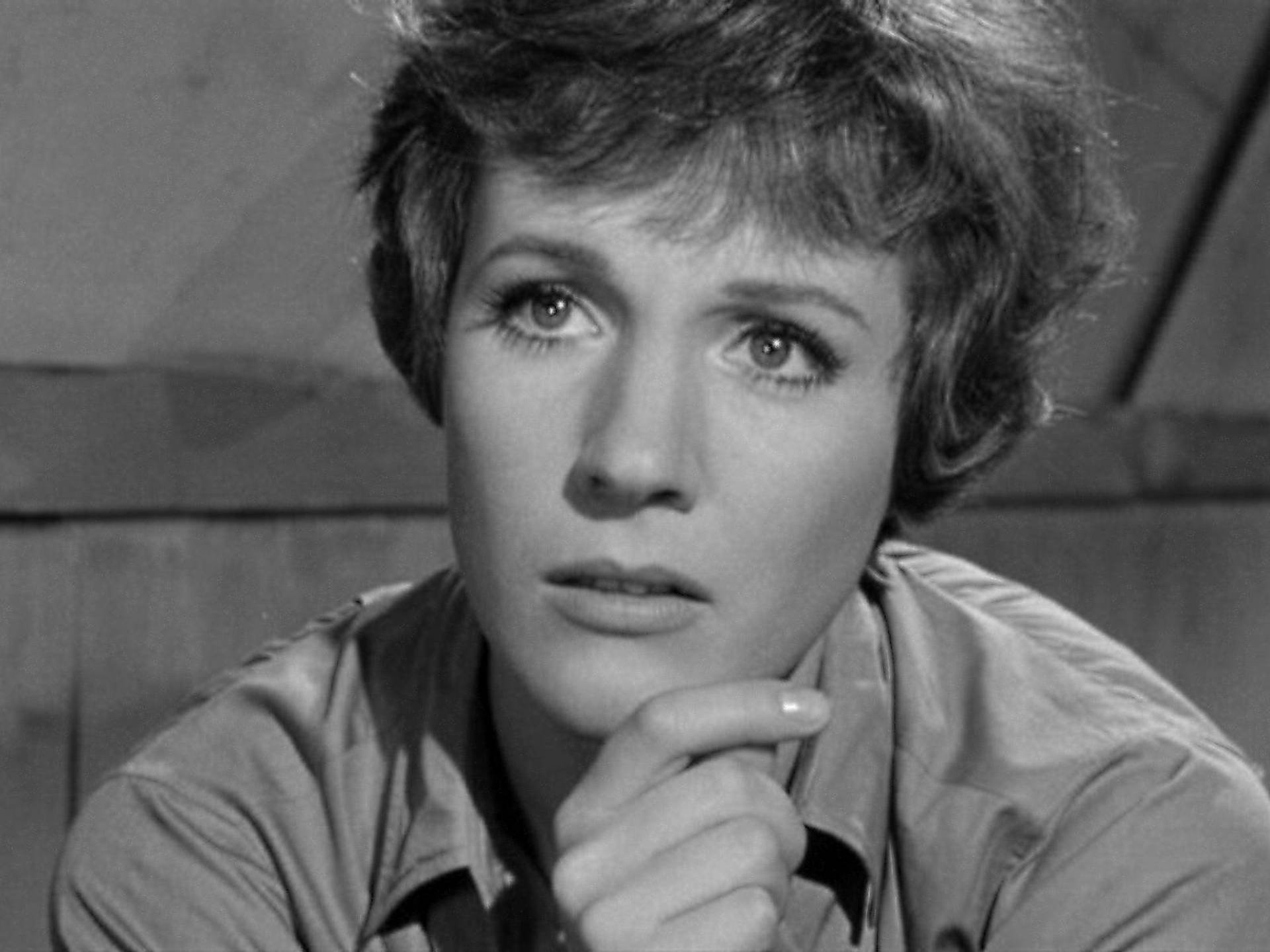 Julie Andrews Grayscale Background