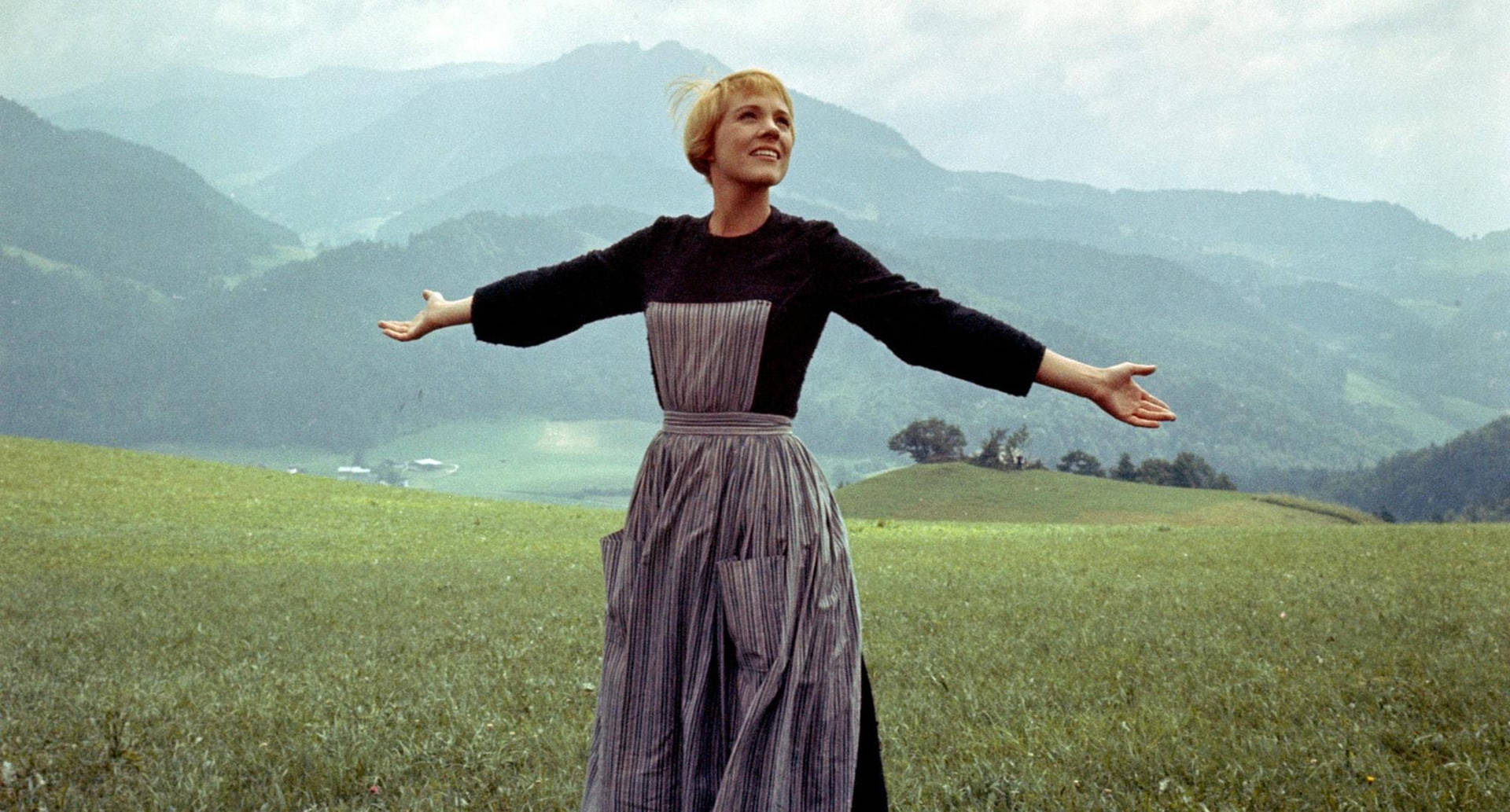 Julie Andrews On The Mountain Background