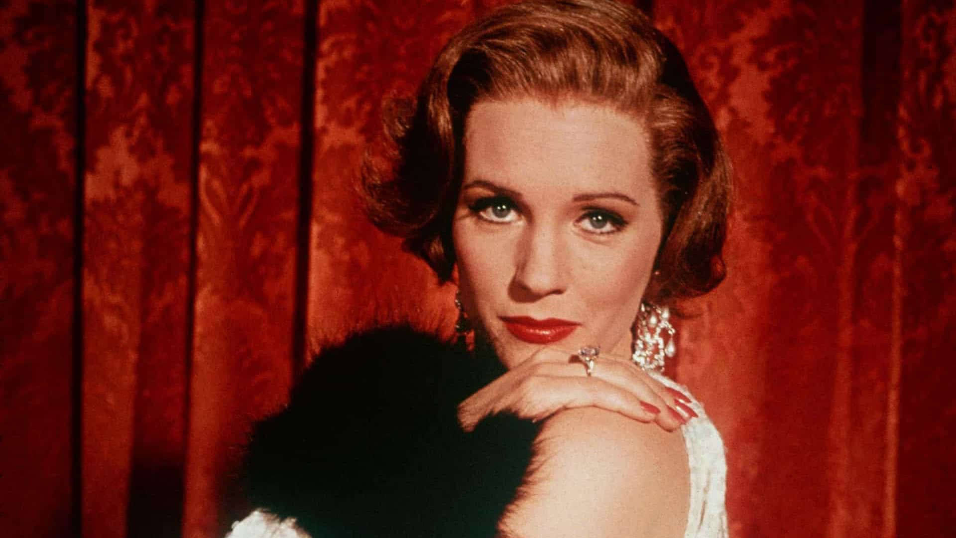 Julie Andrews With Red Lipstick Background