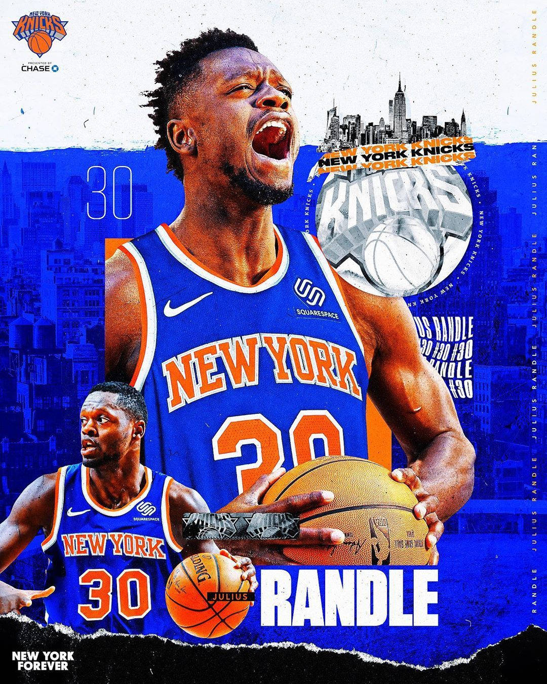 Julius Randle Knicks Photo Collage Background