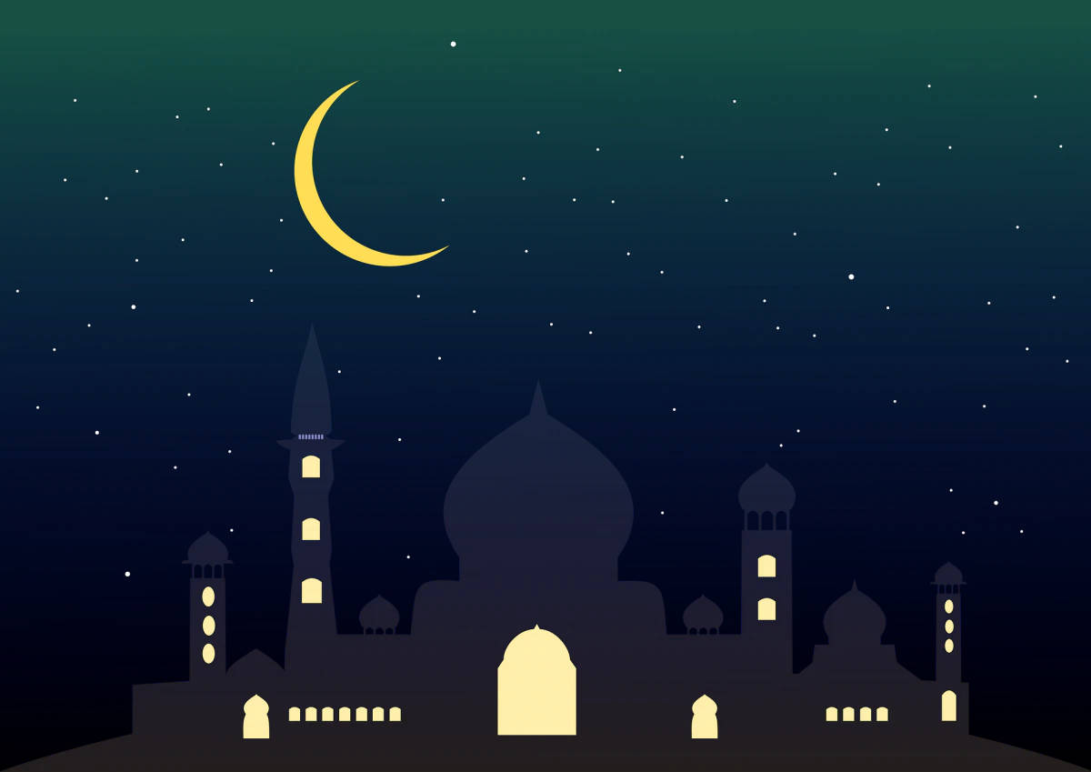 Jumma Mubarak Mosque And Moon Background