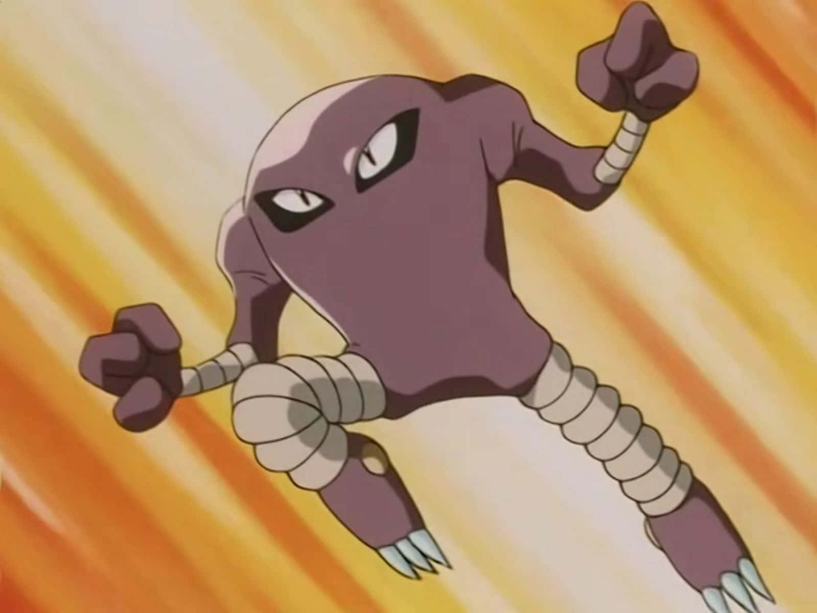 Jumping Hitmonlee In Anime Background