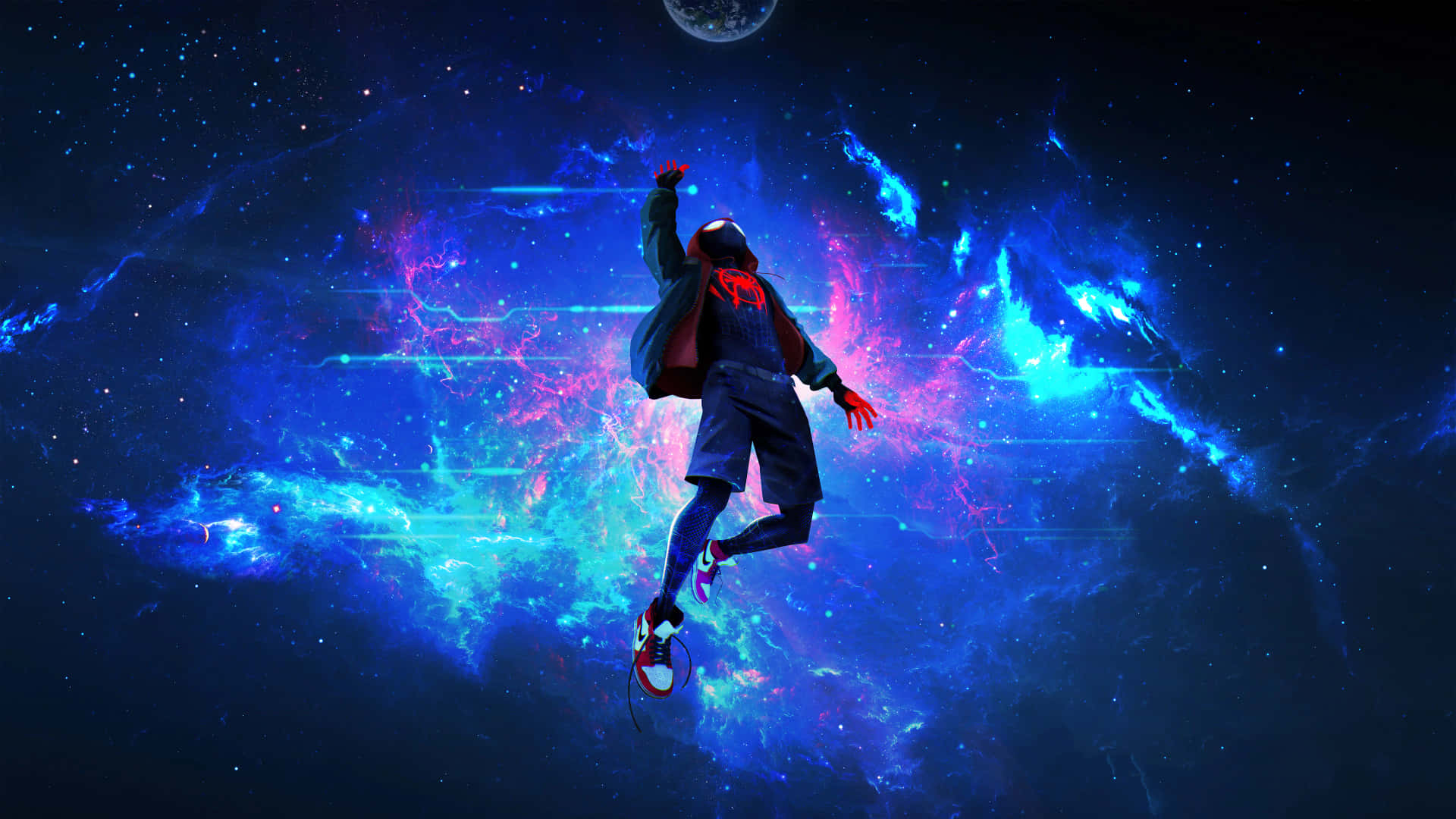 Jumping Miles Morales With Possible Spider Abilities Background