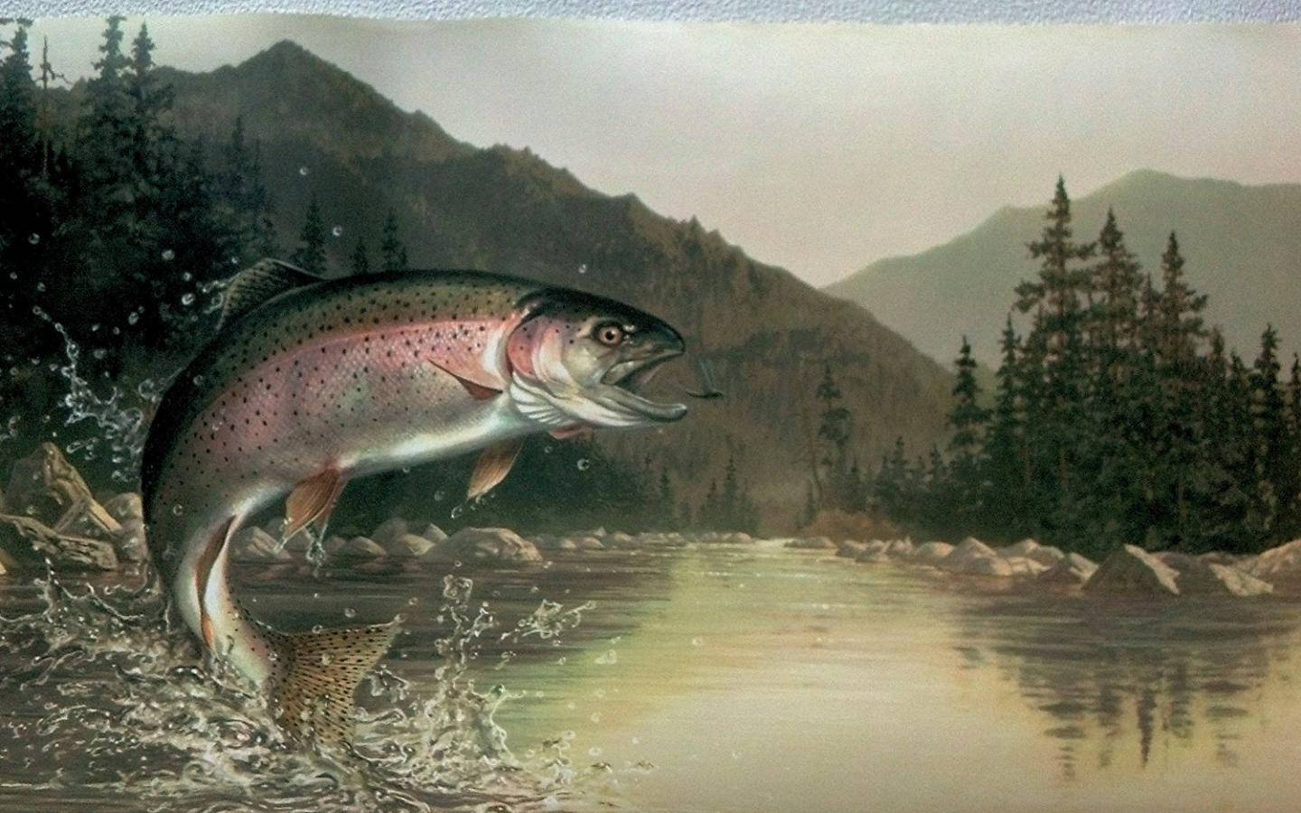 Jumping Trout Fish Art