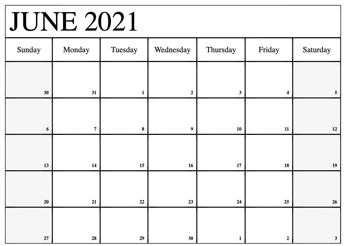 June 2021 Calendar With Holidays