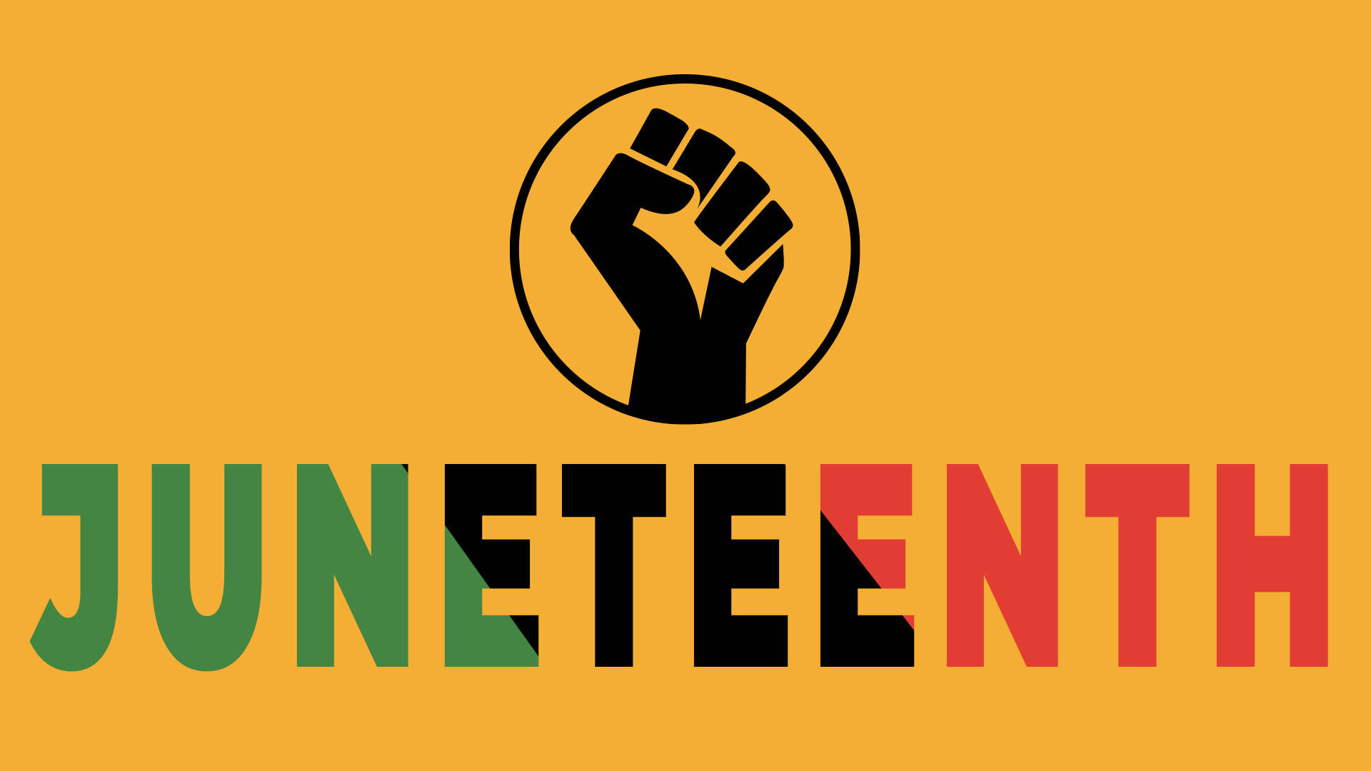 Juneteenth Bold Letters With Fist Background