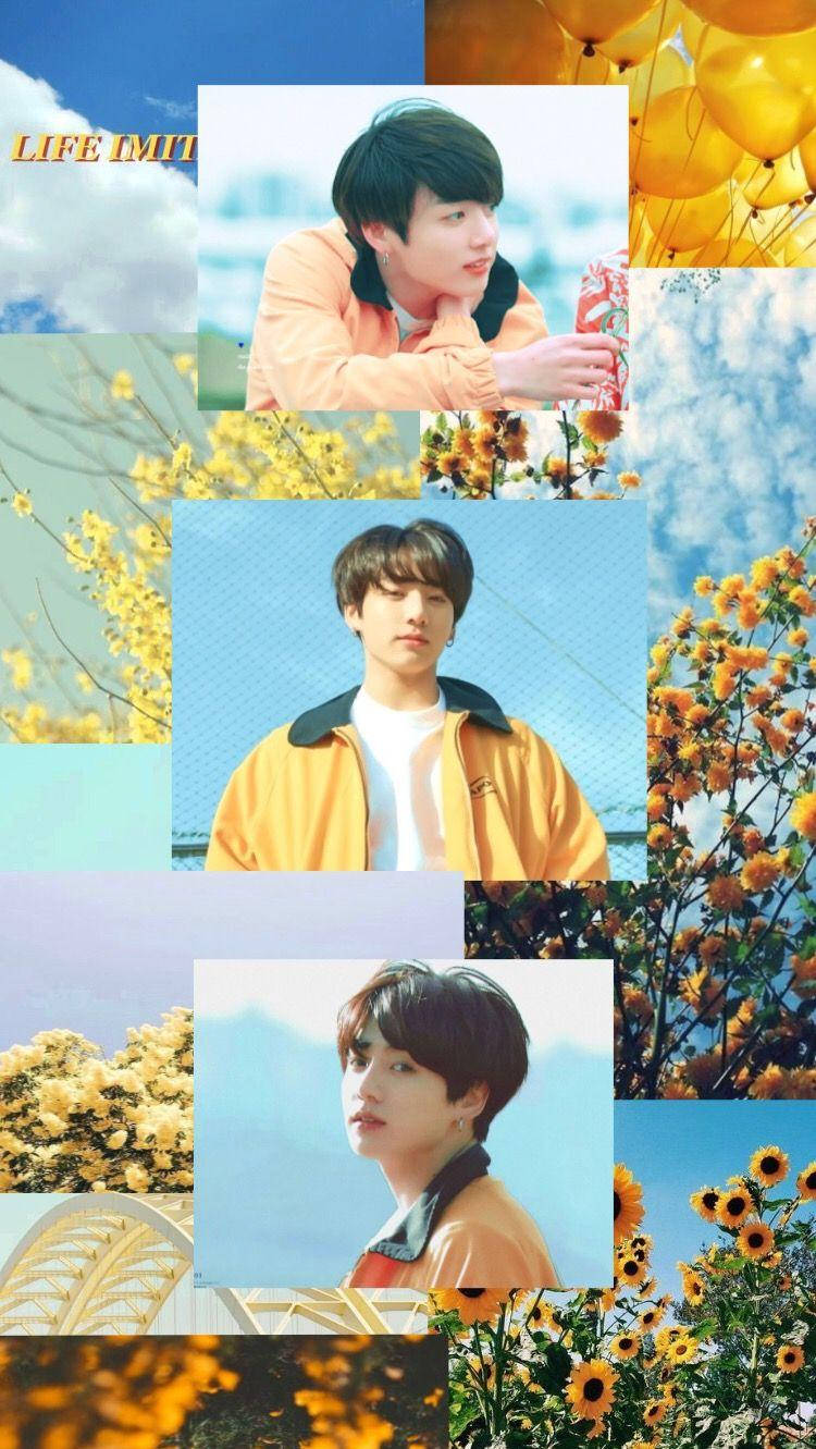 Jungkook Aesthetic Floral Collage Background