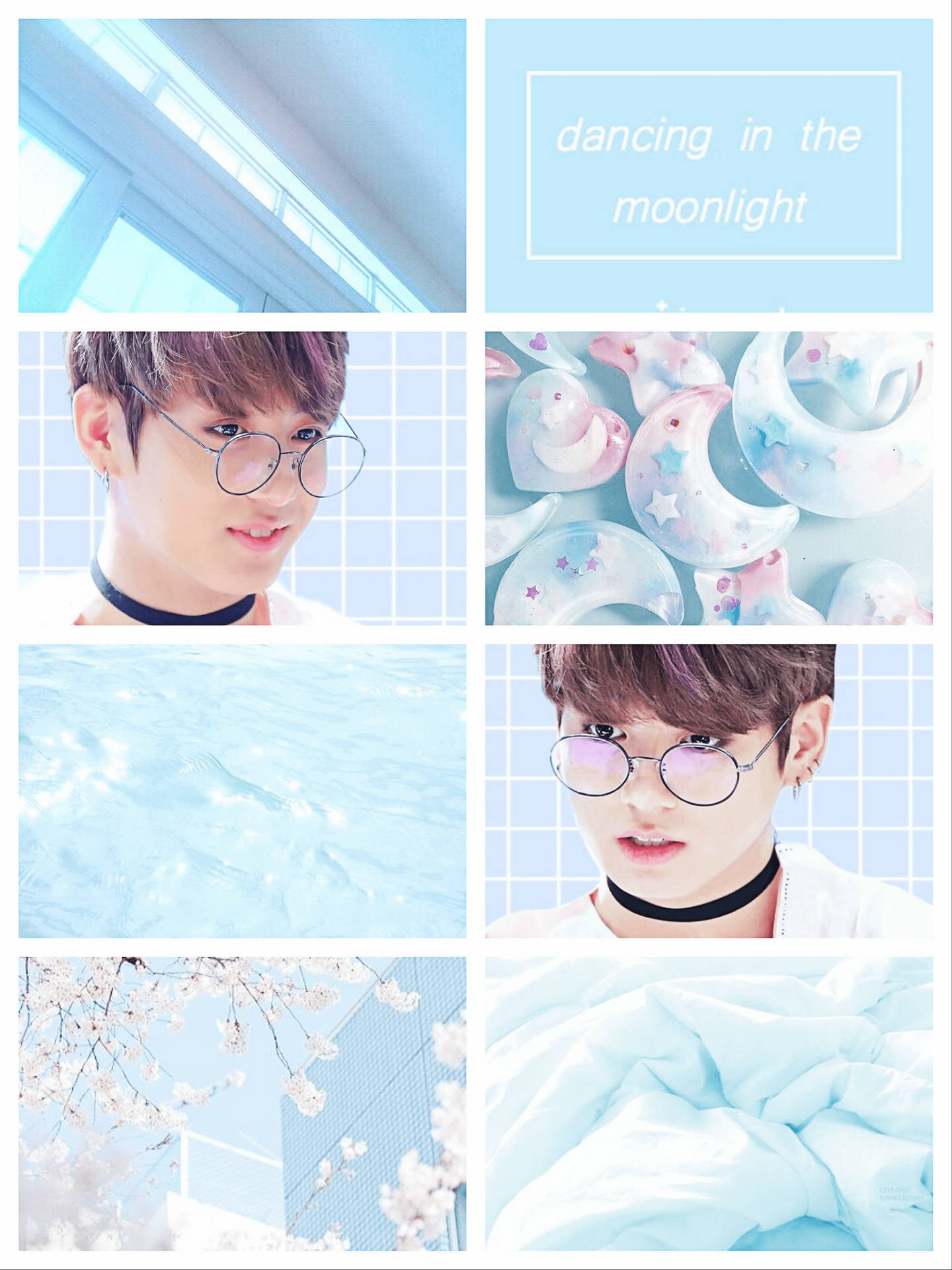 Jungkook Aesthetic Pastel Blue Background