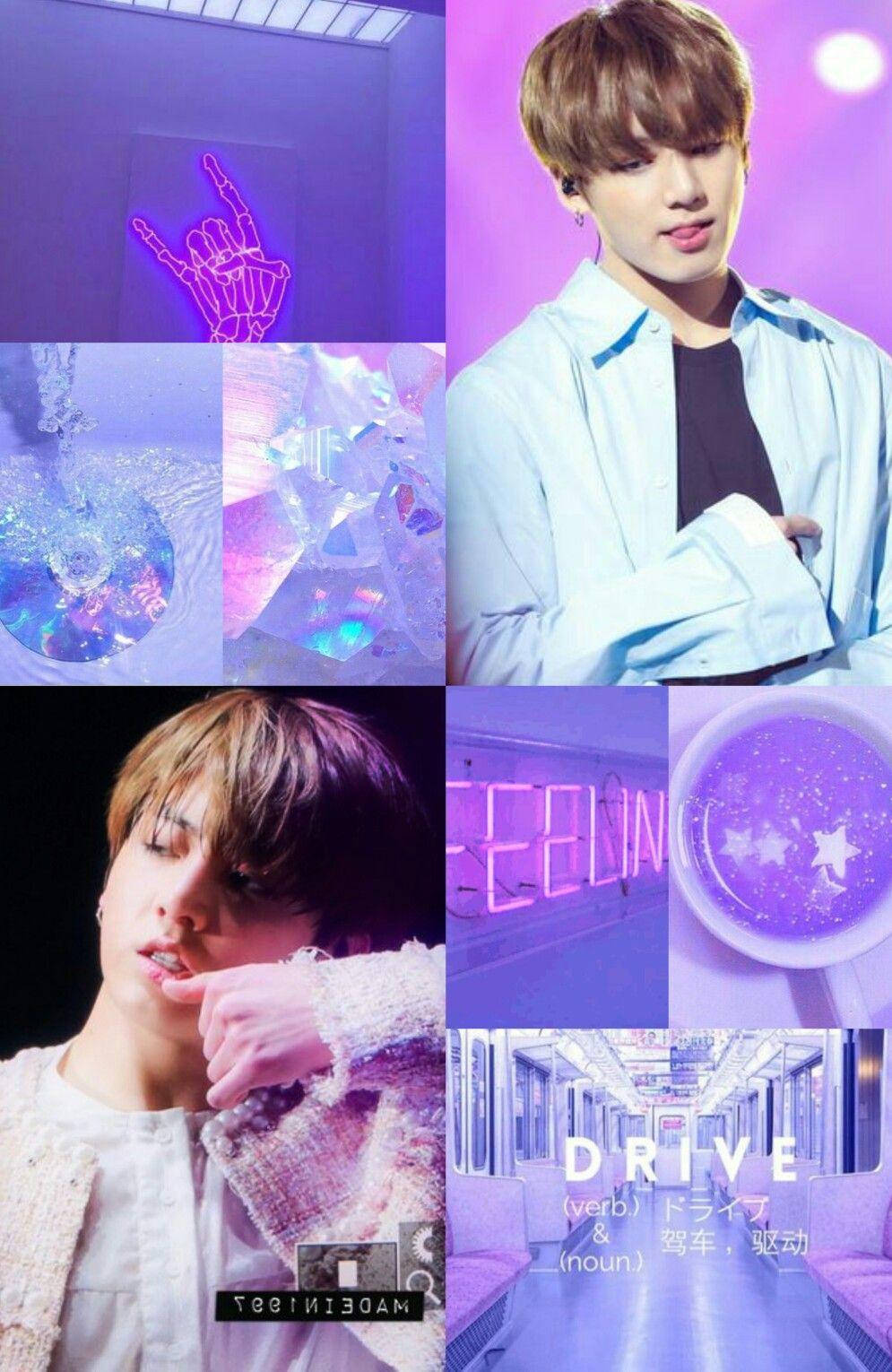 Jungkook Aesthetic Purple Collage Background