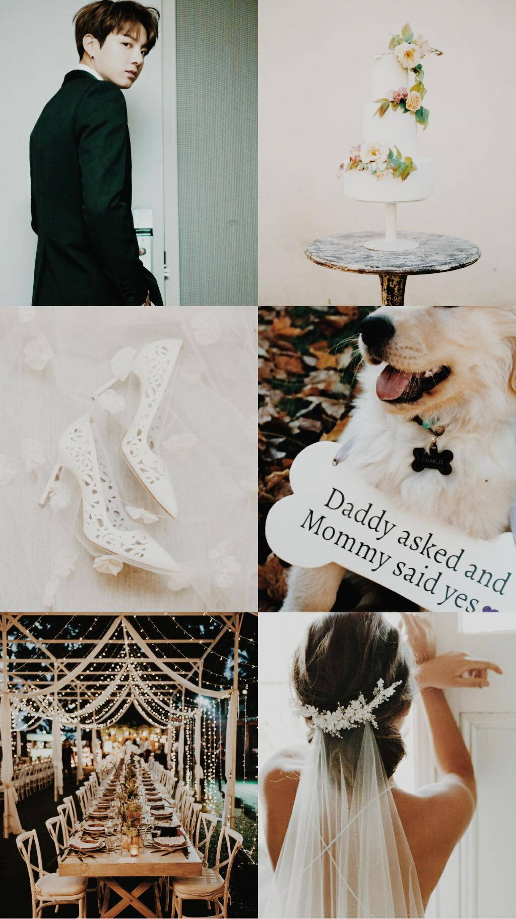 Jungkook Aesthetic Wedding Collage Background