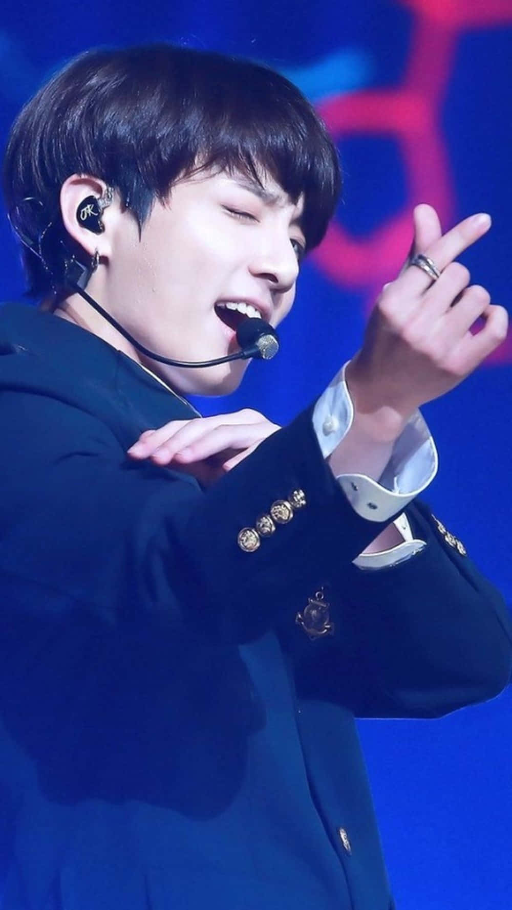 Jungkook Bts Finger Heart Wink Background