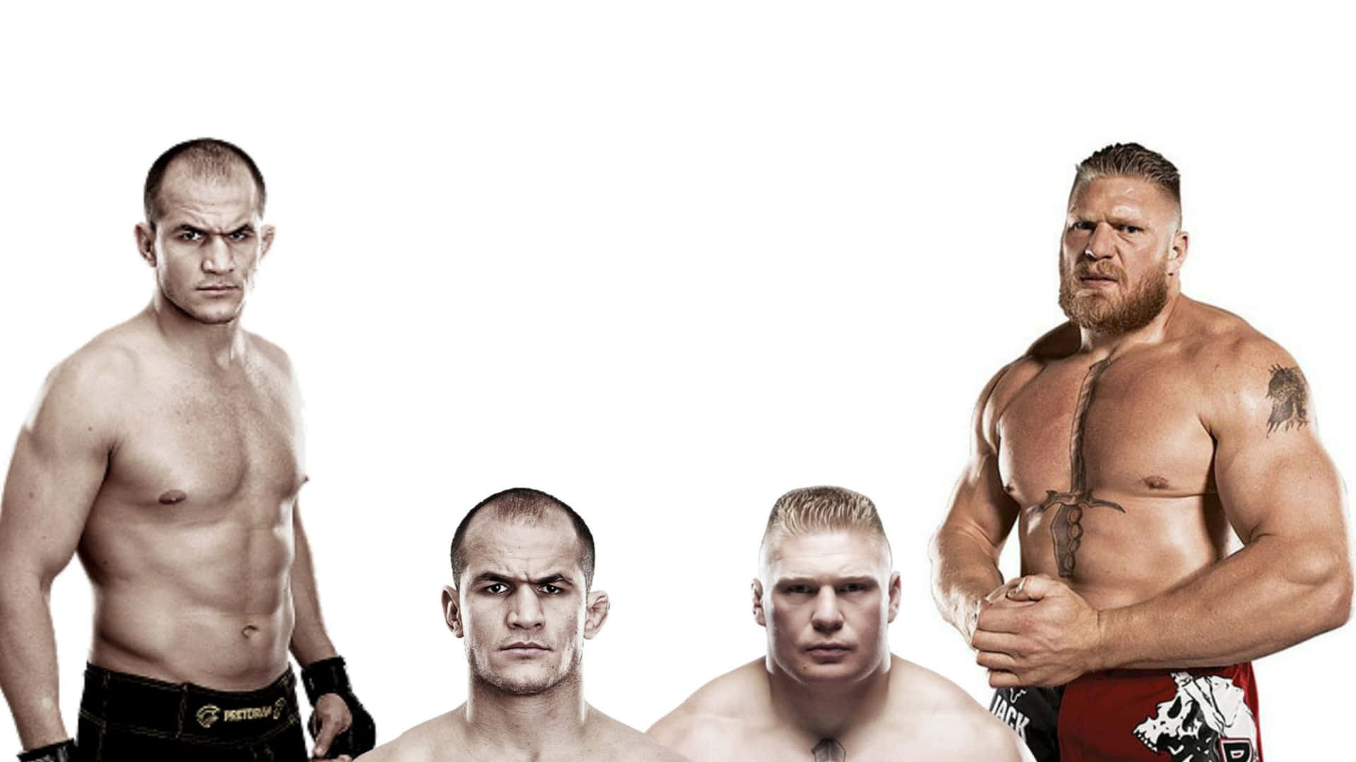 Junior Dos Santos Faces Off Against Brock Lesnar In The Octagon Background