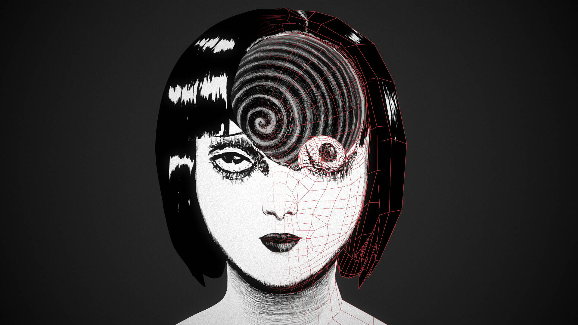 Junji Ito Black Hole Girl Artwork Background