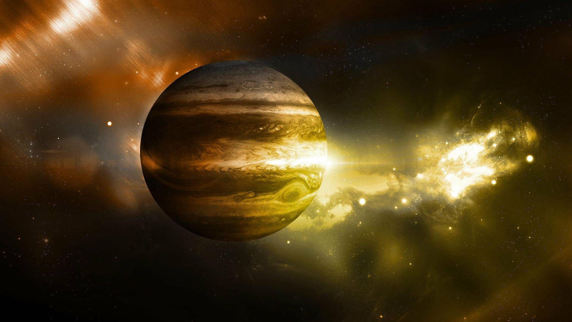 Jupiter In Yellow Light Background