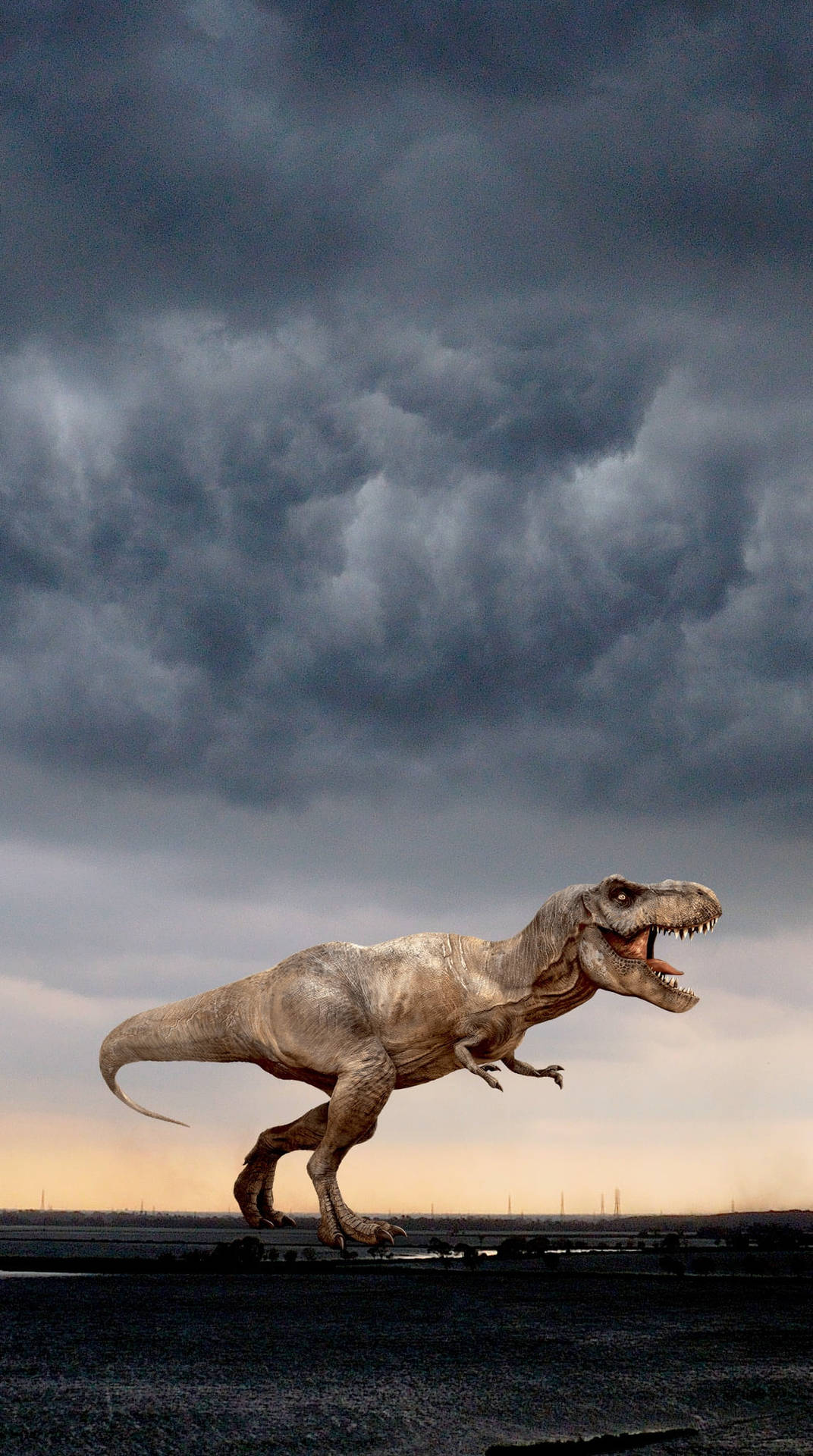 Jurassic World T-rex Dark Sky Background