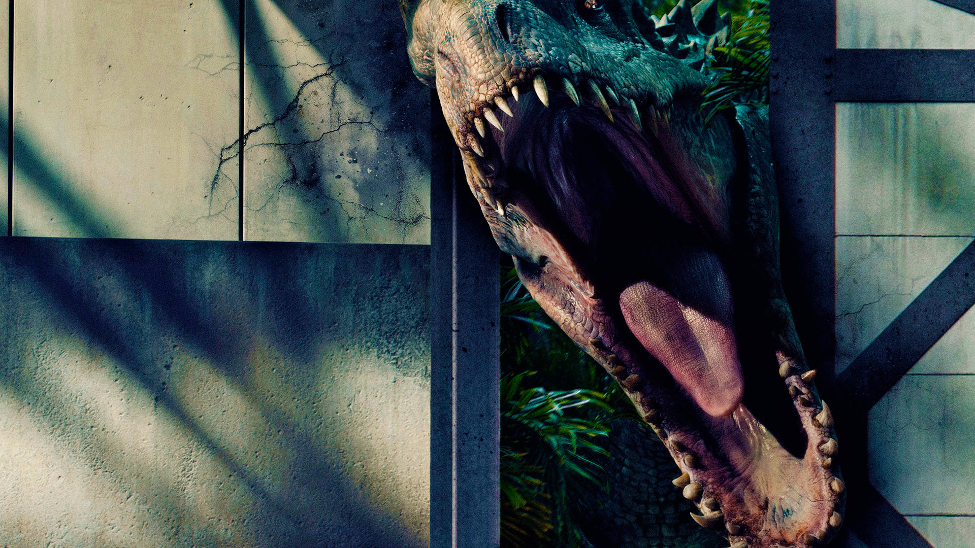 Jurassic World T-rex In The Gate Background