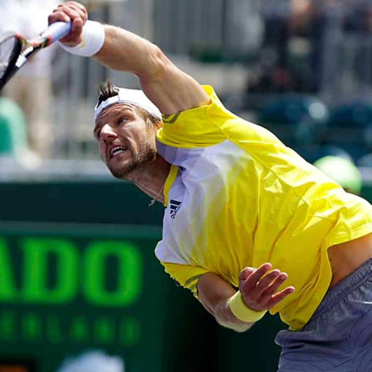 Jurgen Melzer Doing Overhead Smash Background