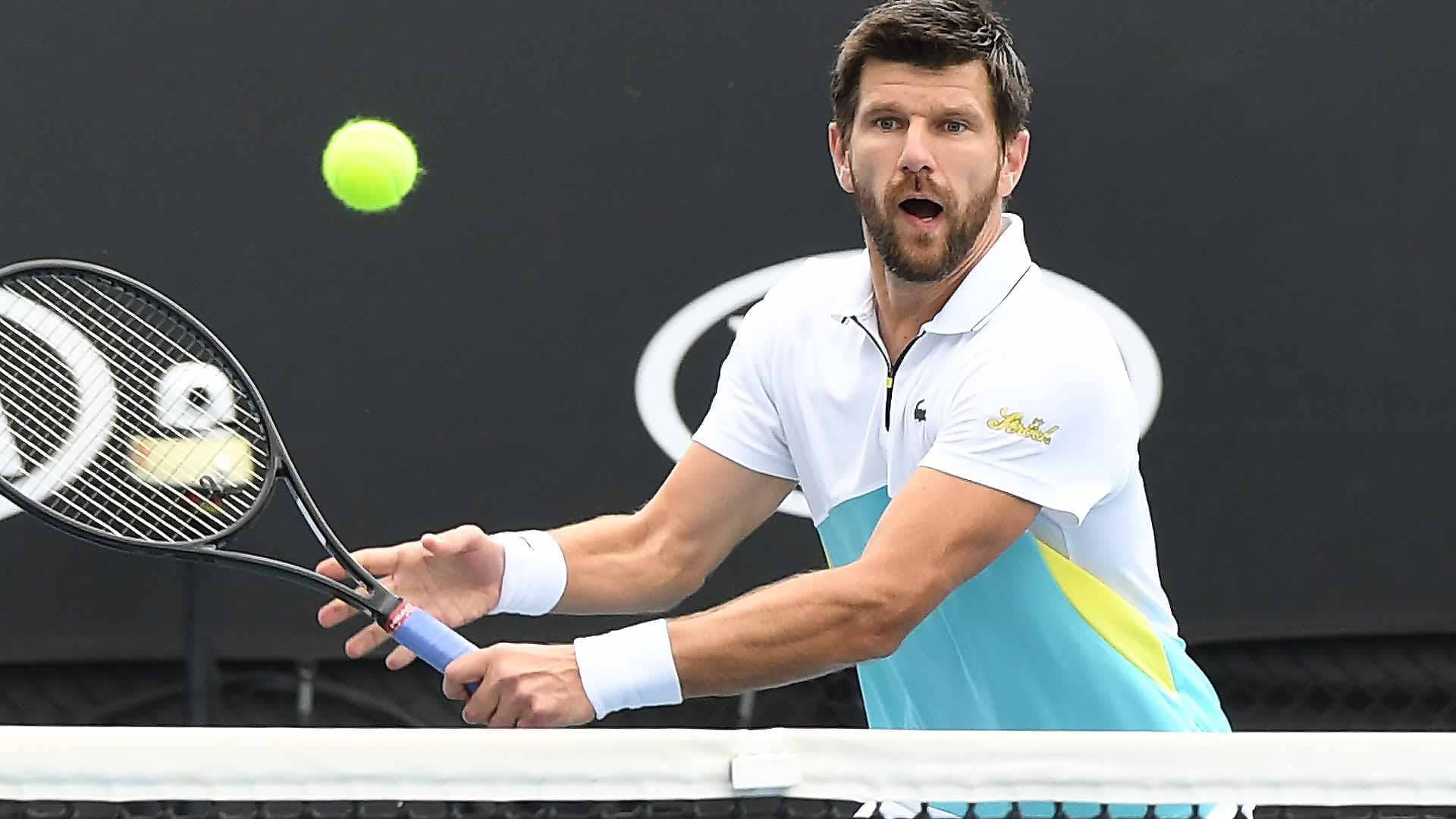 Jurgen Melzer Looking At The Ball Background