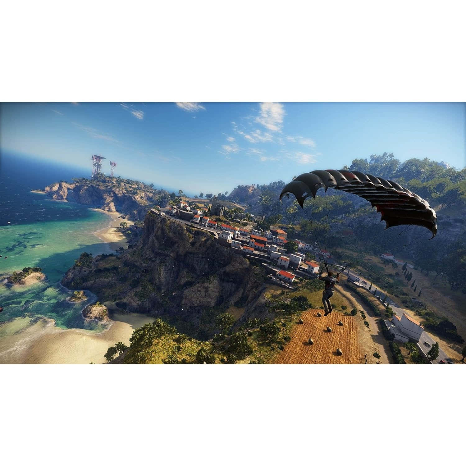 Just Cause3 Parachuting Over Medici Background