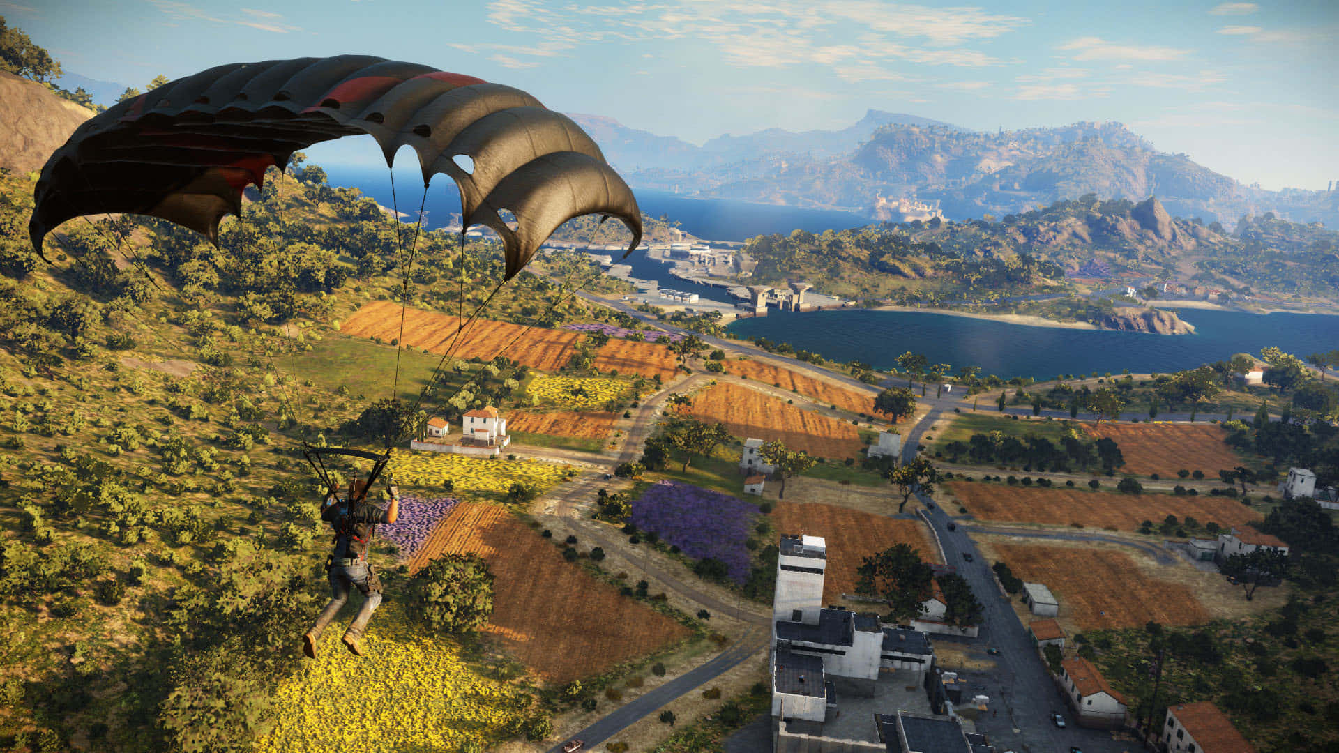 Just Cause3 Parachuting Over Medici Background