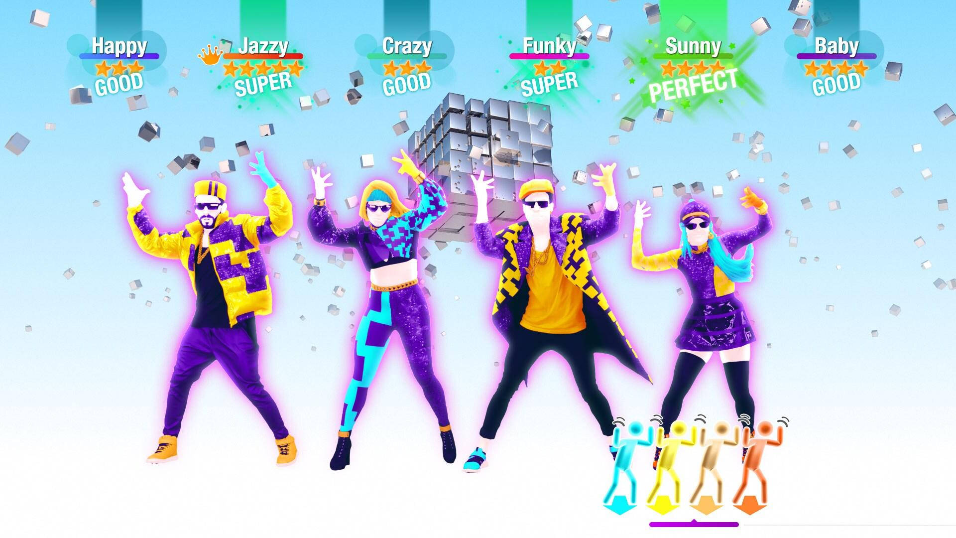 Just Dance Dancers With Silver Rubik's Cube Background